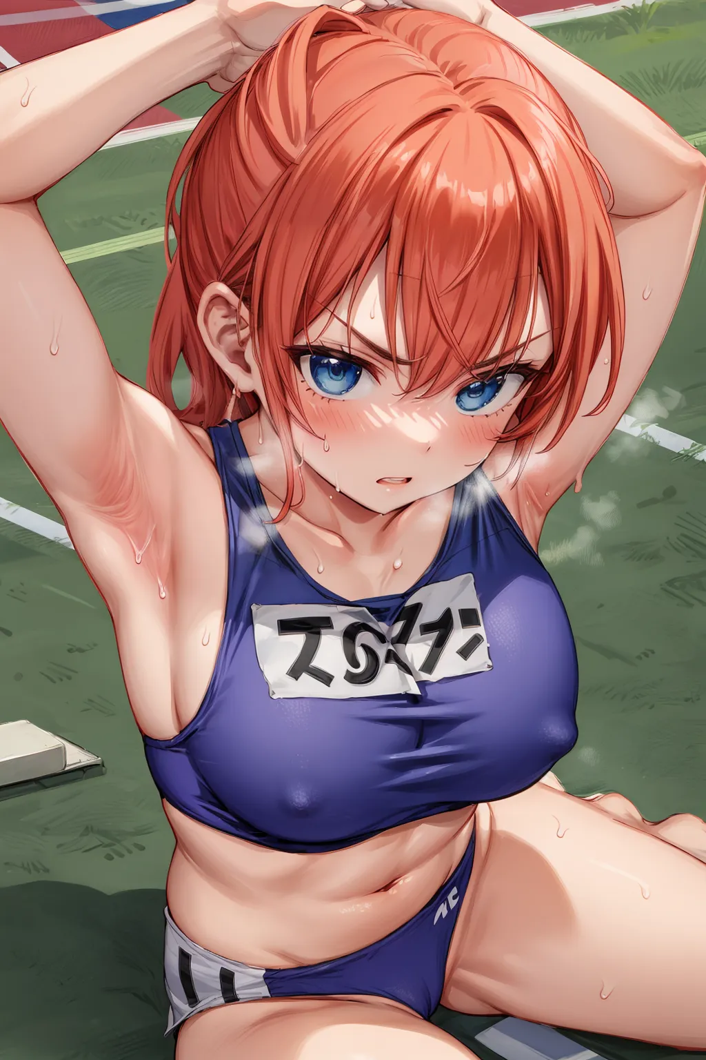 運動場やトラックの上で汗を流すエッチな美少女アスリートたちのAIエロ画像213枚まとめ！ 28枚目の画像です。