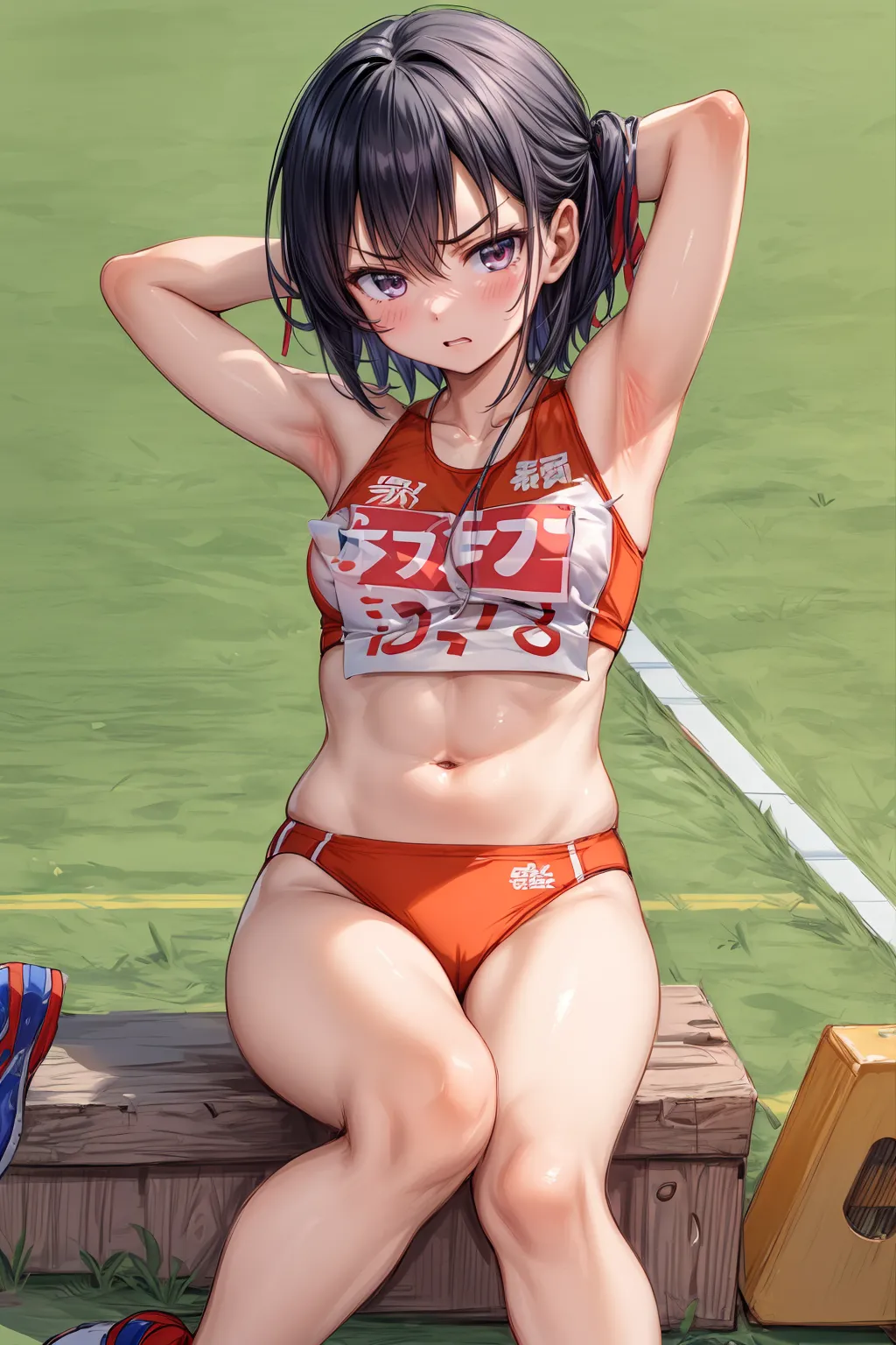 運動場やトラックの上で汗を流すエッチな美少女アスリートたちのAIエロ画像213枚まとめ！ 29枚目の画像です。