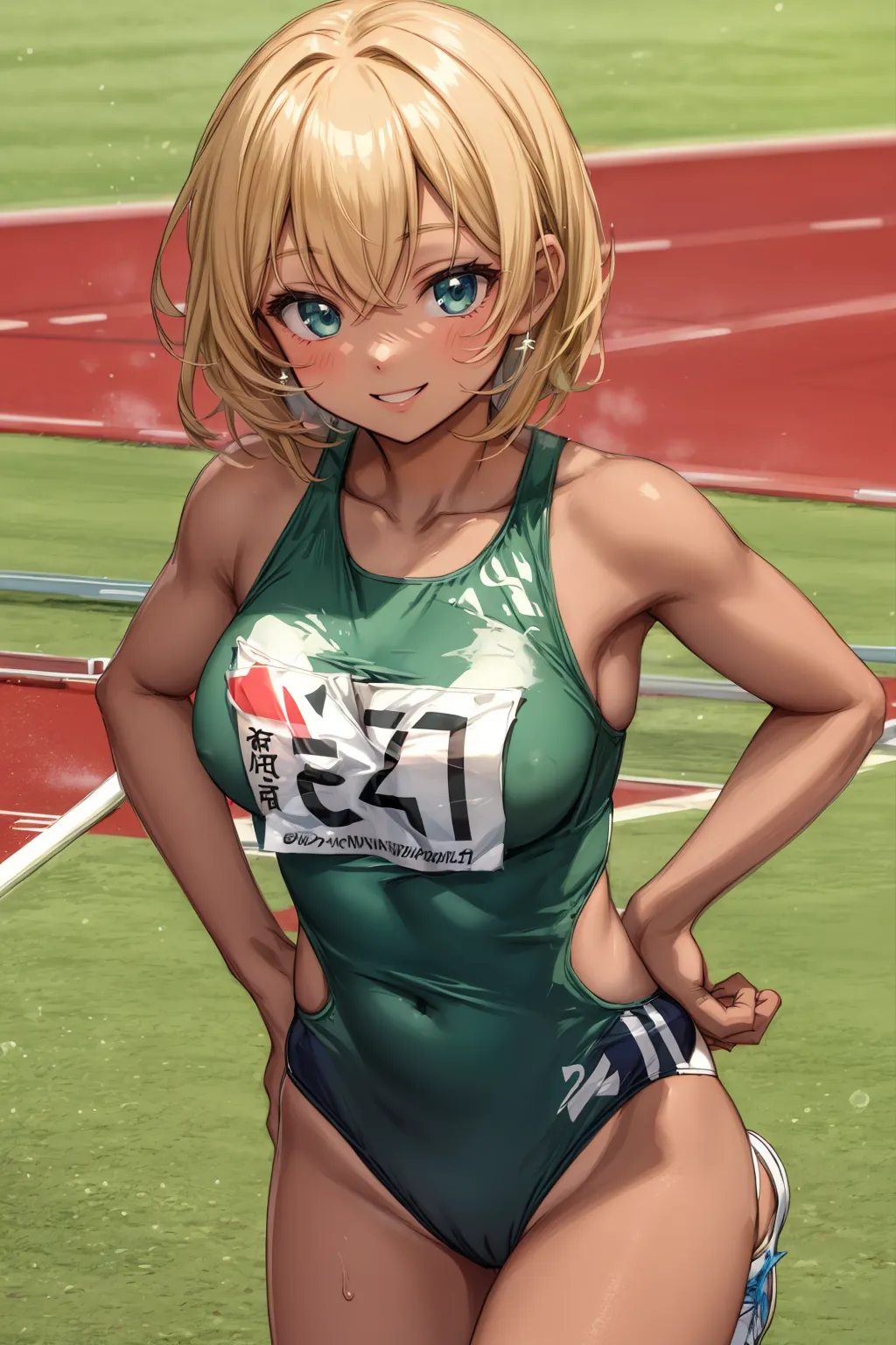 運動場やトラックの上で汗を流すエッチな美少女アスリートたちのAIエロ画像213枚まとめ！ 7枚目の画像です。