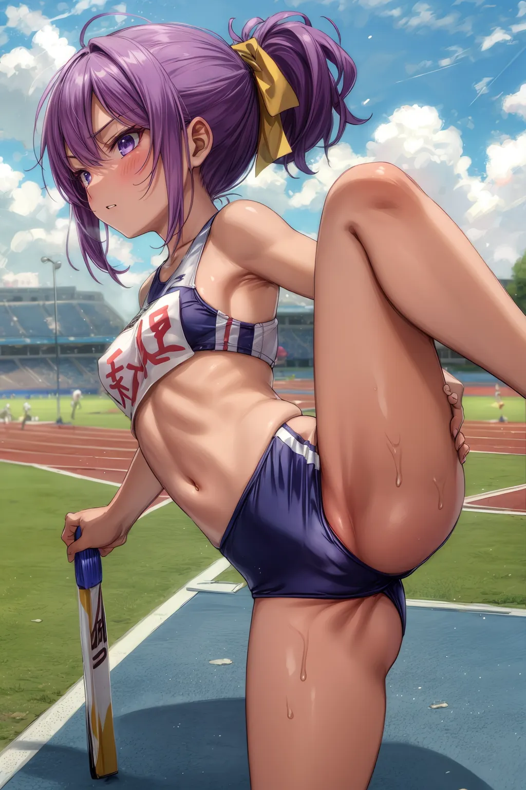 運動場やトラックの上で汗を流すエッチな美少女アスリートたちのAIエロ画像213枚まとめ！ 33枚目の画像です。