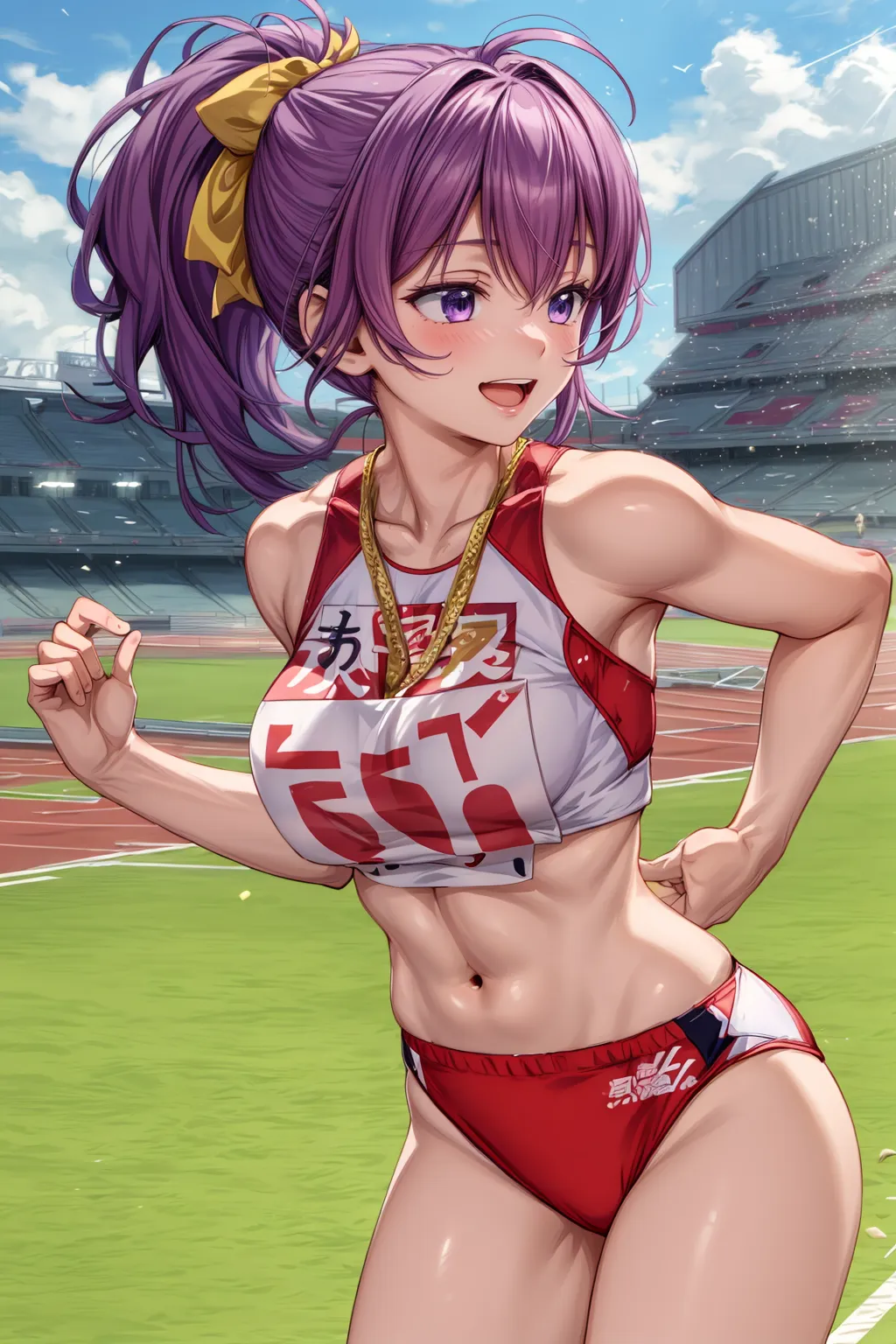 運動場やトラックの上で汗を流すエッチな美少女アスリートたちのAIエロ画像213枚まとめ！ 35枚目の画像です。