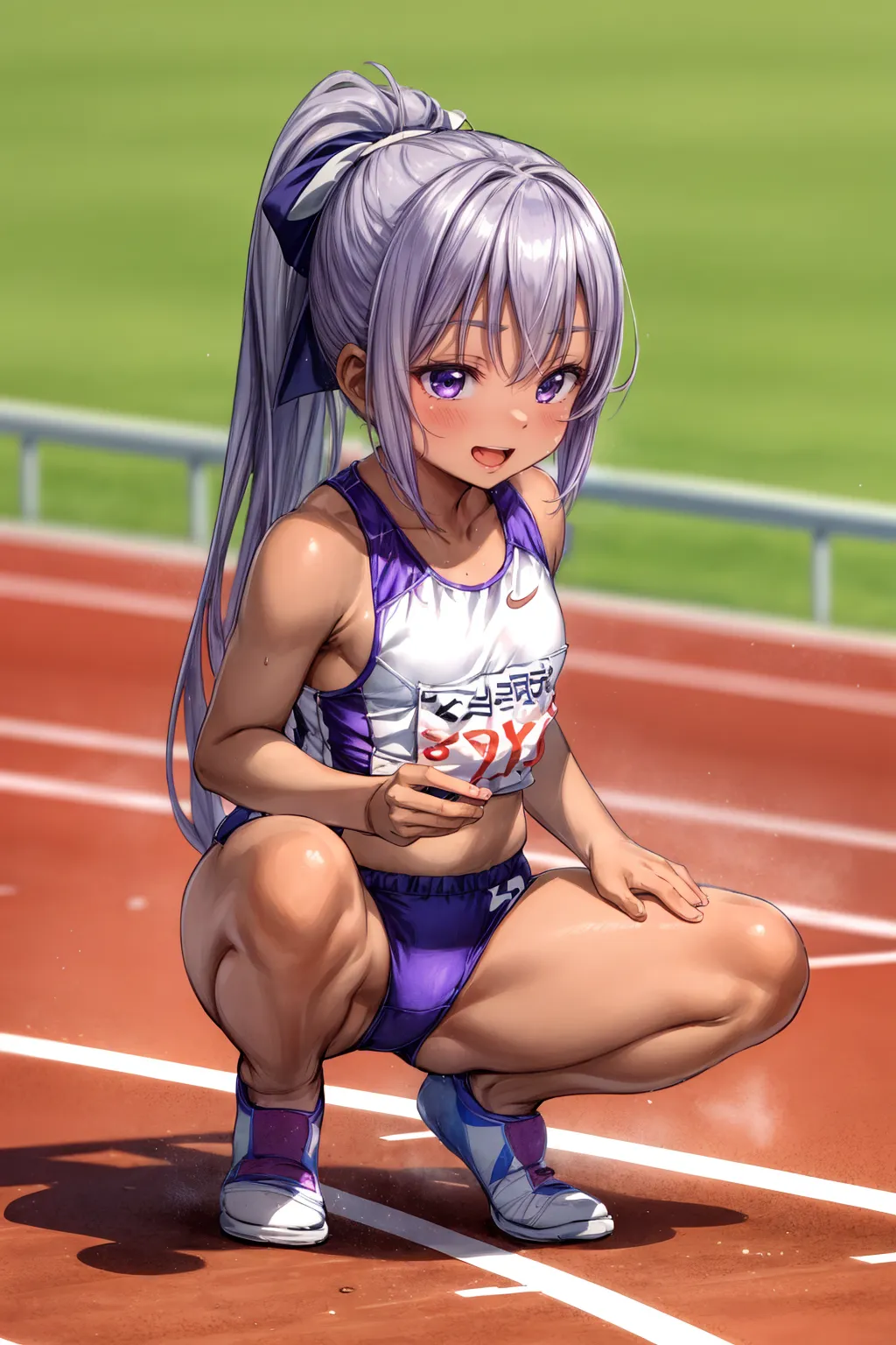 運動場やトラックの上で汗を流すエッチな美少女アスリートたちのAIエロ画像213枚まとめ！ 38枚目の画像です。