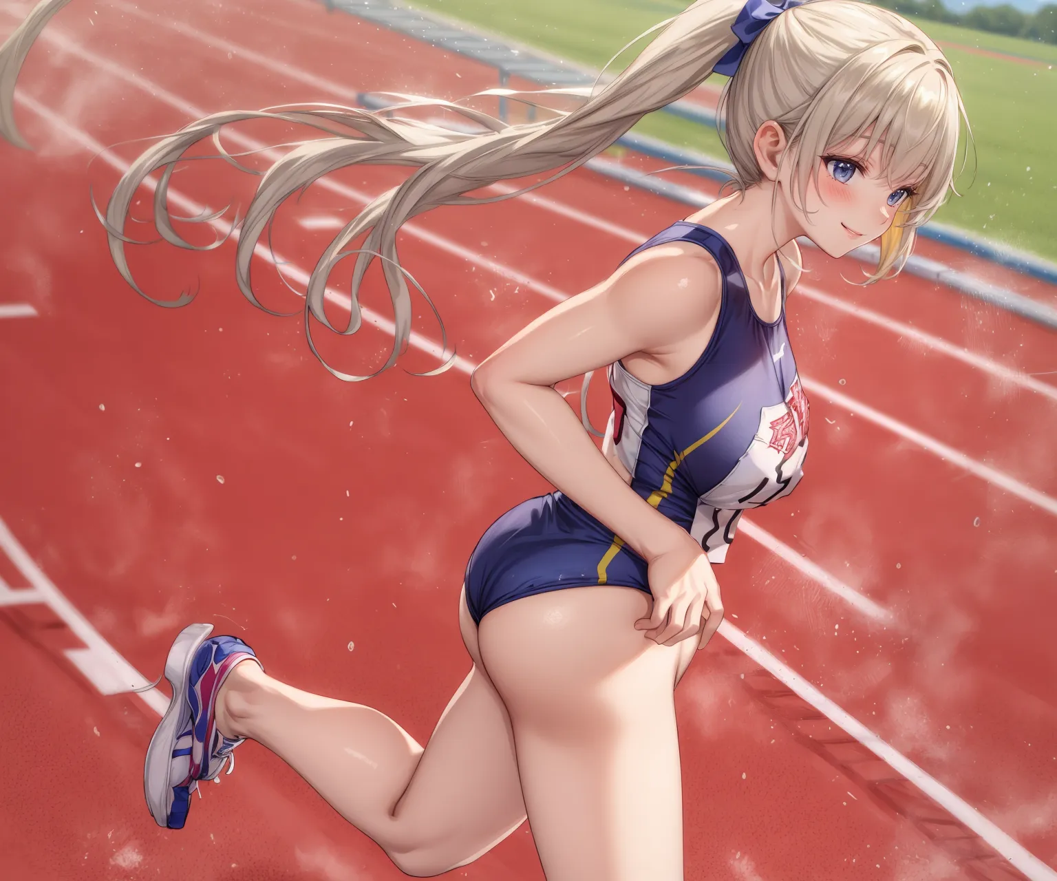 運動場やトラックの上で汗を流すエッチな美少女アスリートたちのAIエロ画像213枚まとめ！ 40枚目の画像です。