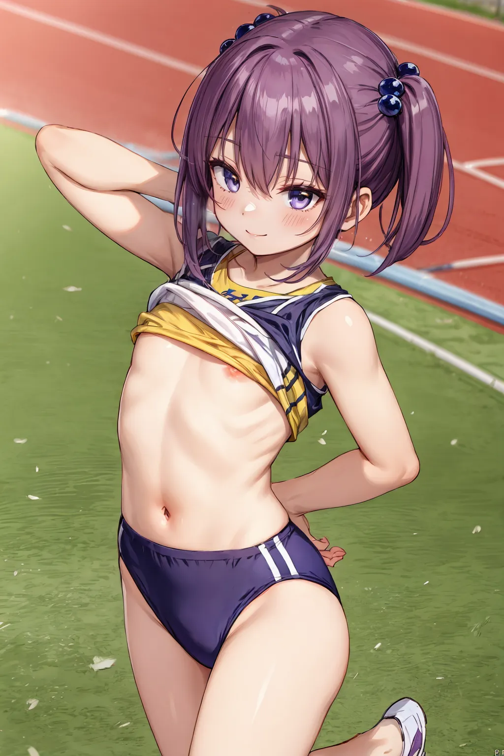 運動場やトラックの上で汗を流すエッチな美少女アスリートたちのAIエロ画像213枚まとめ！ 1枚目の画像です。