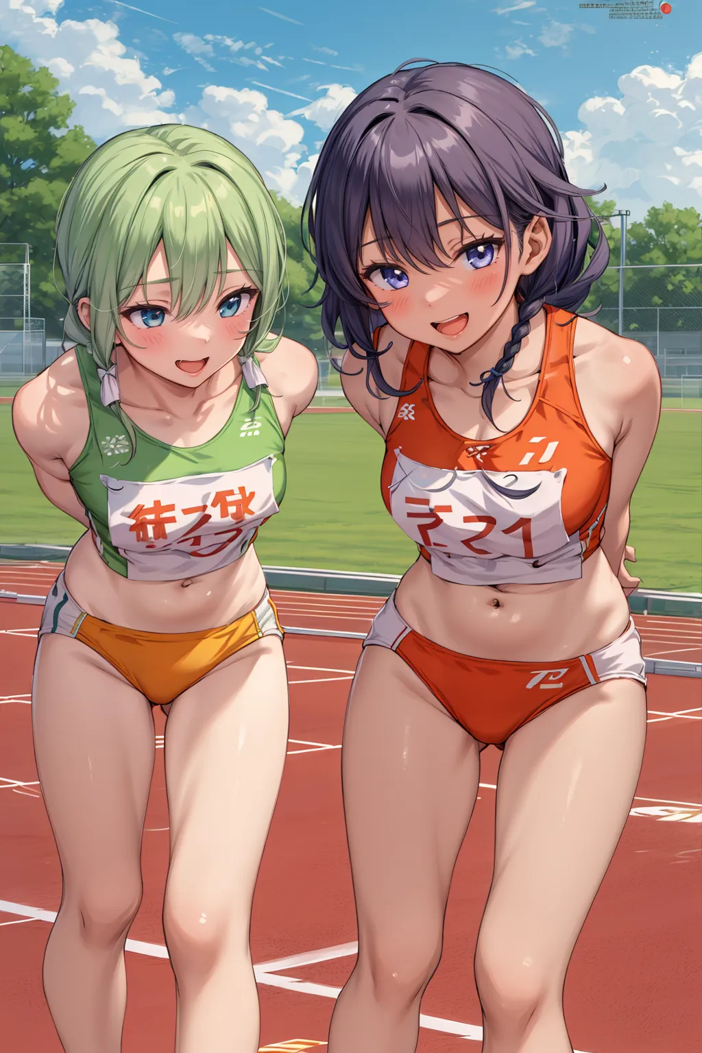 運動場やトラックの上で汗を流すエッチな美少女アスリートたちのAIエロ画像213枚まとめ！(2ページ目) 3枚目の画像です。