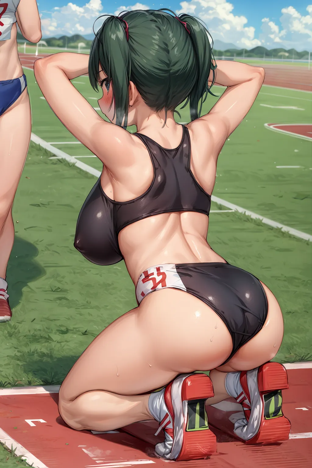 運動場やトラックの上で汗を流すエッチな美少女アスリートたちのAIエロ画像213枚まとめ！(2ページ目) 10枚目の画像です。