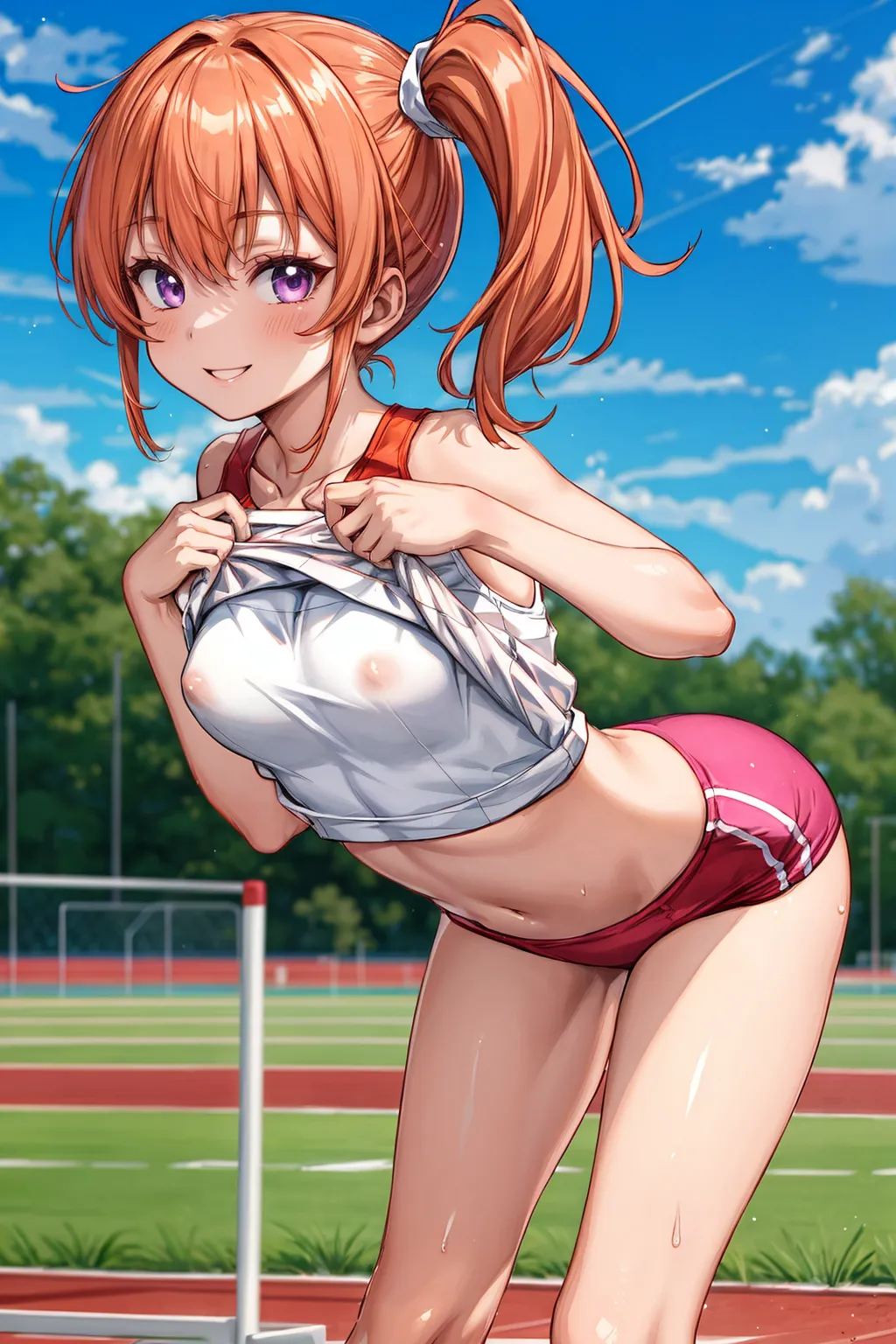 運動場やトラックの上で汗を流すエッチな美少女アスリートたちのAIエロ画像213枚まとめ！(2ページ目) 11枚目の画像です。
