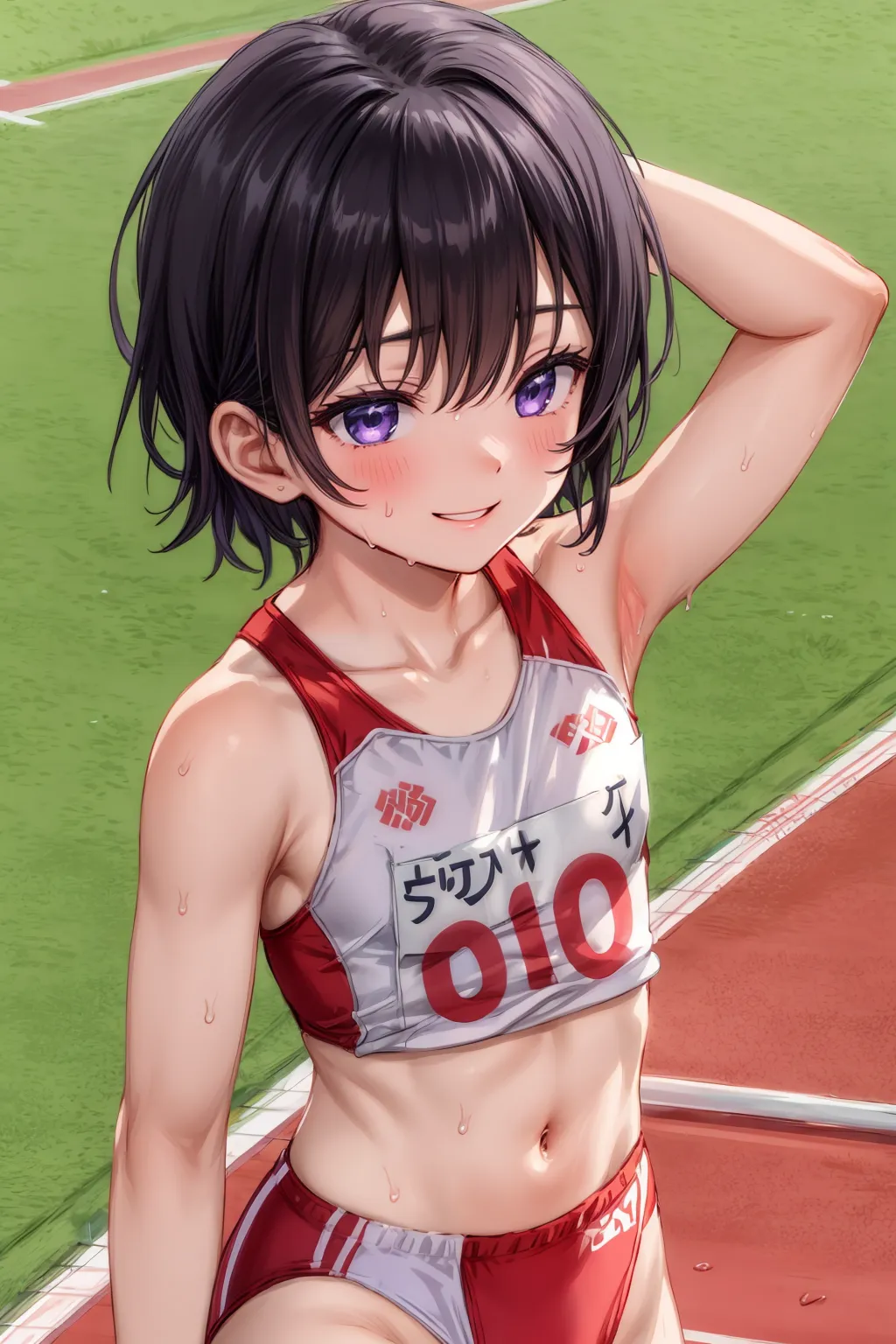 運動場やトラックの上で汗を流すエッチな美少女アスリートたちのAIエロ画像213枚まとめ！ 11枚目の画像です。