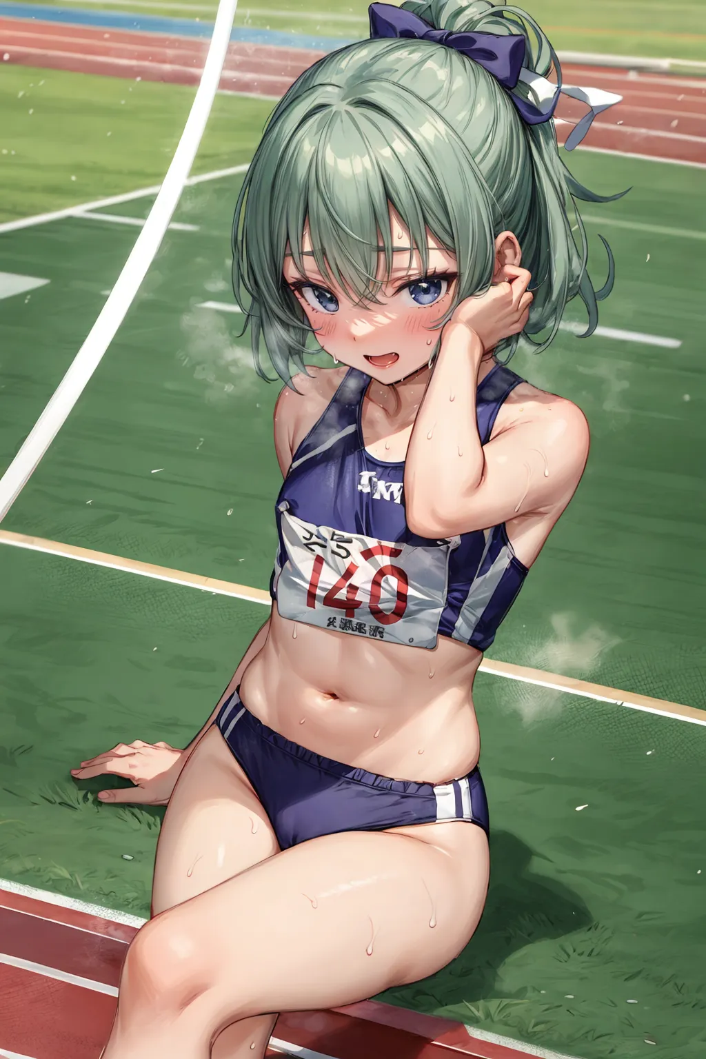 運動場やトラックの上で汗を流すエッチな美少女アスリートたちのAIエロ画像213枚まとめ！ 12枚目の画像です。