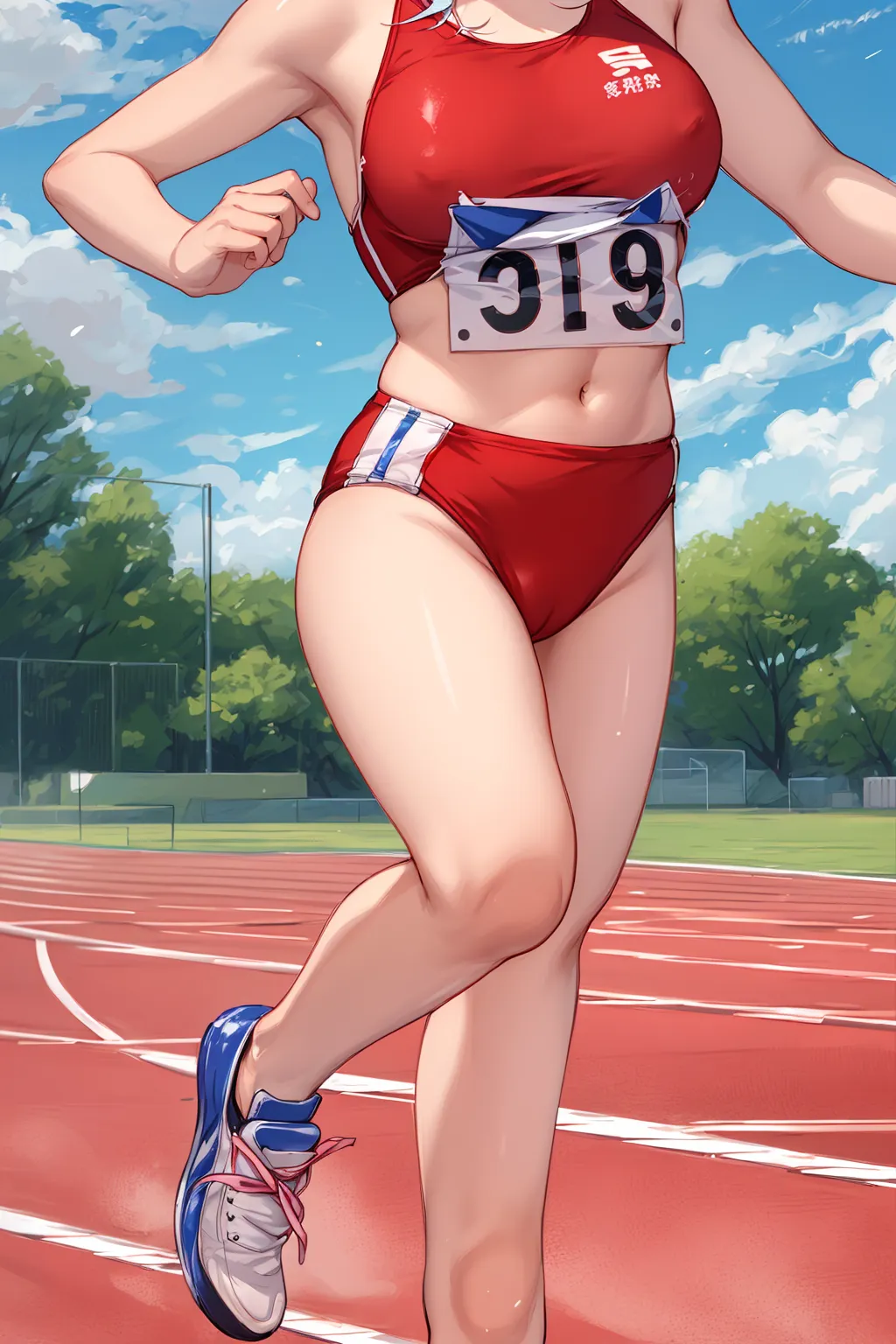 運動場やトラックの上で汗を流すエッチな美少女アスリートたちのAIエロ画像213枚まとめ！(2ページ目) 21枚目の画像です。