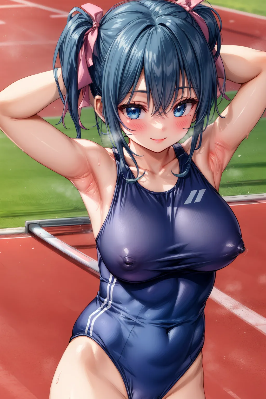 運動場やトラックの上で汗を流すエッチな美少女アスリートたちのAIエロ画像213枚まとめ！(2ページ目) 23枚目の画像です。