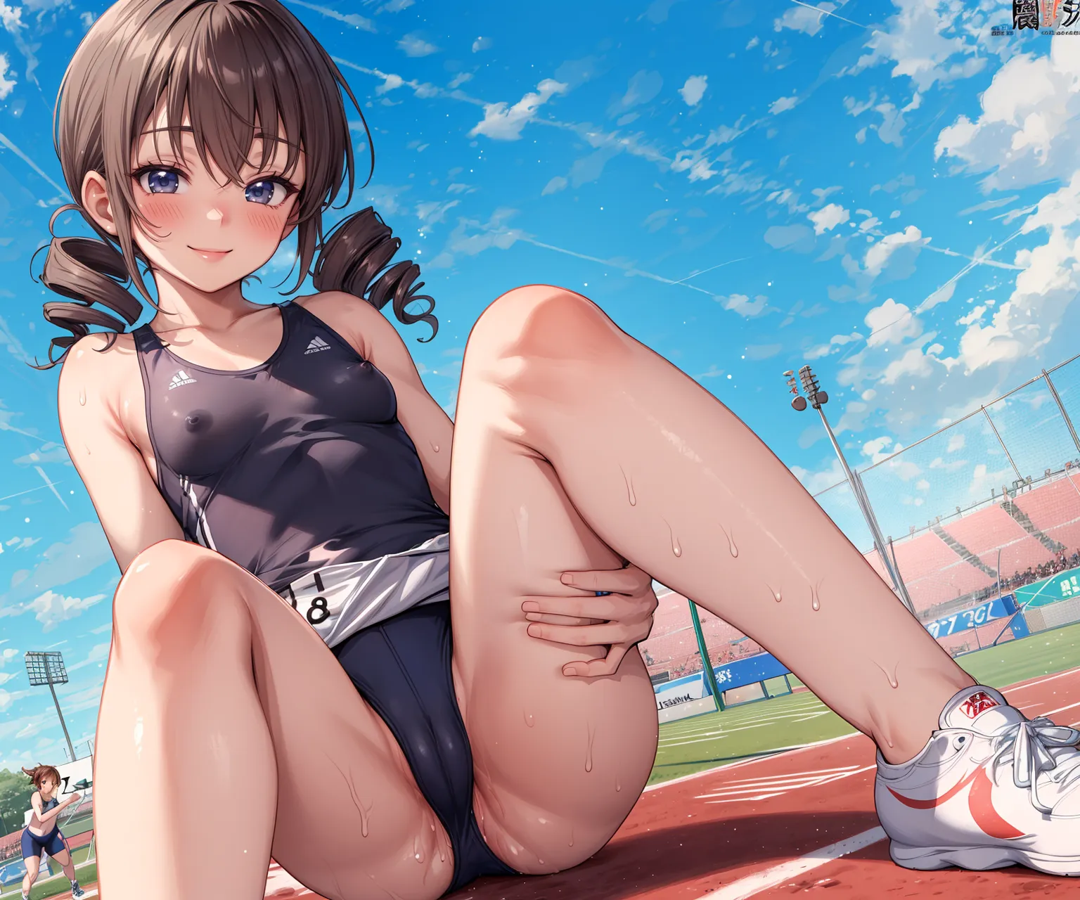 運動場やトラックの上で汗を流すエッチな美少女アスリートたちのAIエロ画像213枚まとめ！(2ページ目) 28枚目の画像です。