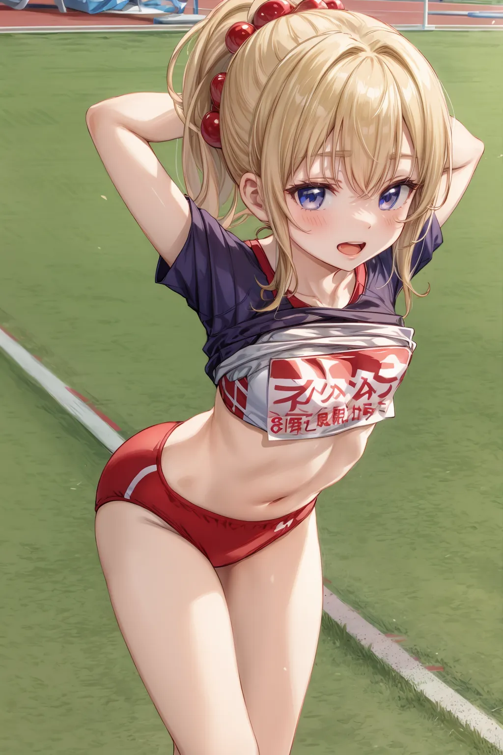 運動場やトラックの上で汗を流すエッチな美少女アスリートたちのAIエロ画像213枚まとめ！(2ページ目) 38枚目の画像です。