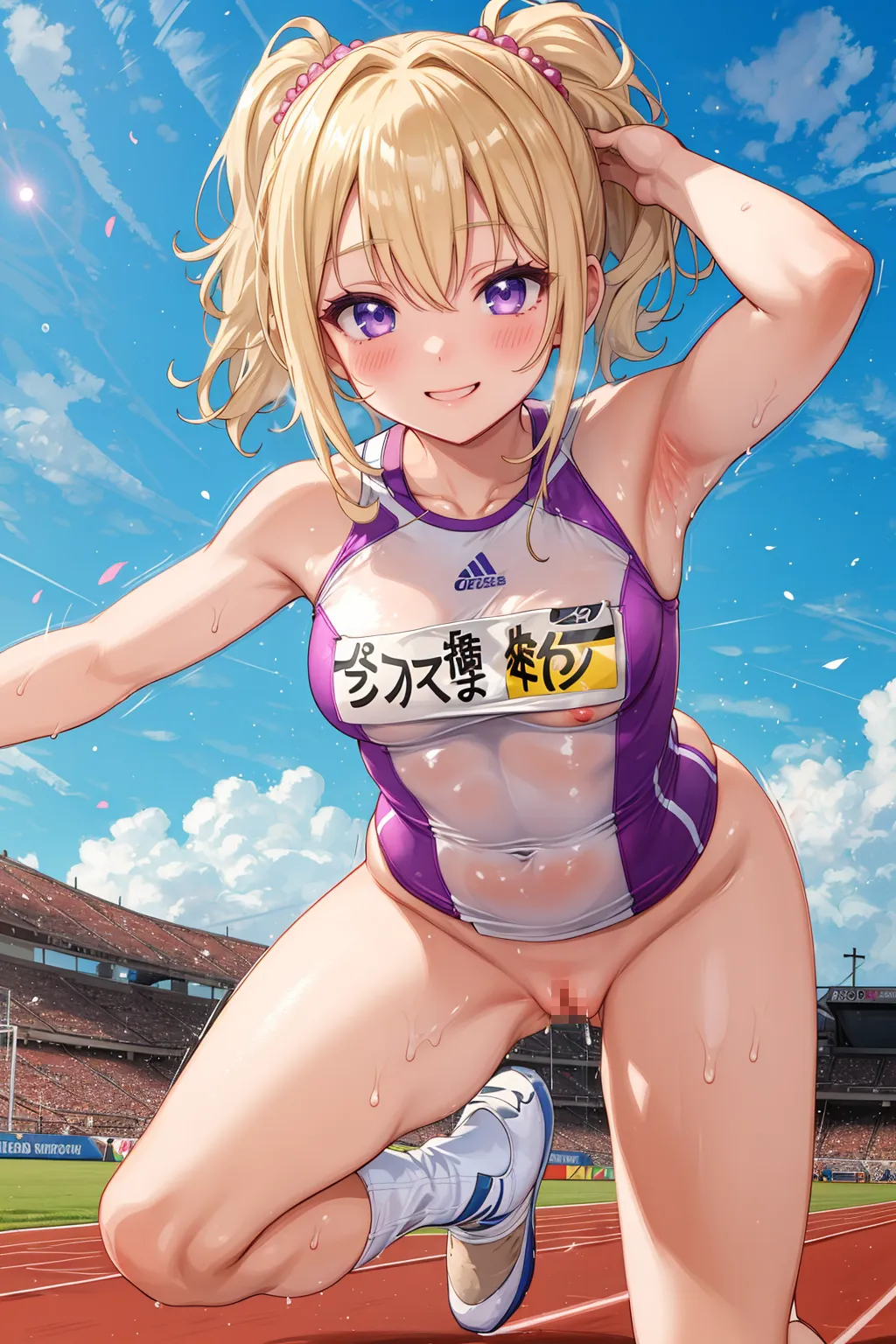 運動場やトラックの上で汗を流すエッチな美少女アスリートたちのAIエロ画像213枚まとめ！(3ページ目) 2枚目の画像です。