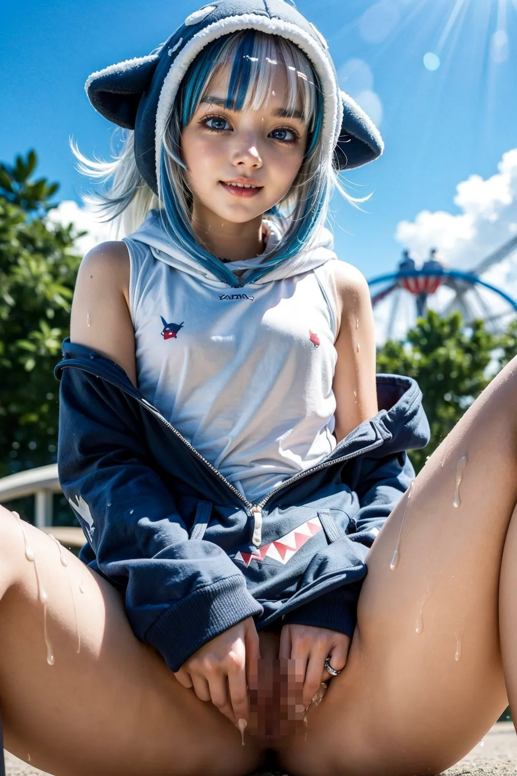人気VTuberのGawr GuraちゃんのコスプレAIエロ画像410枚まとめ！童顔貧乳美少女たちがロリ鮫娘に大変身！(4ページ目)の11枚目の画像です。