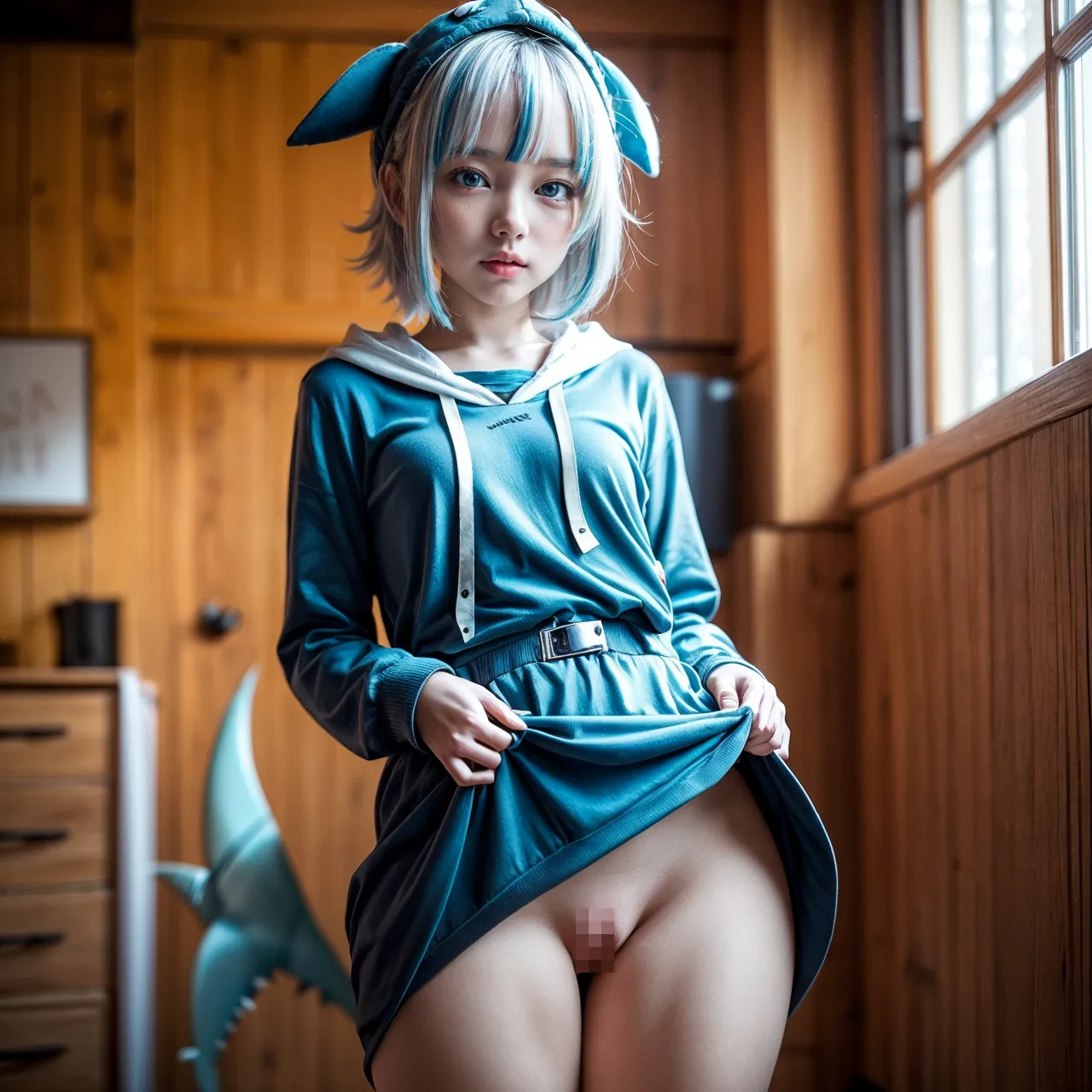 人気VTuberのGawr GuraちゃんのコスプレAIエロ画像410枚まとめ！童顔貧乳美少女たちがロリ鮫娘に大変身！(4ページ目)の18枚目の画像です。