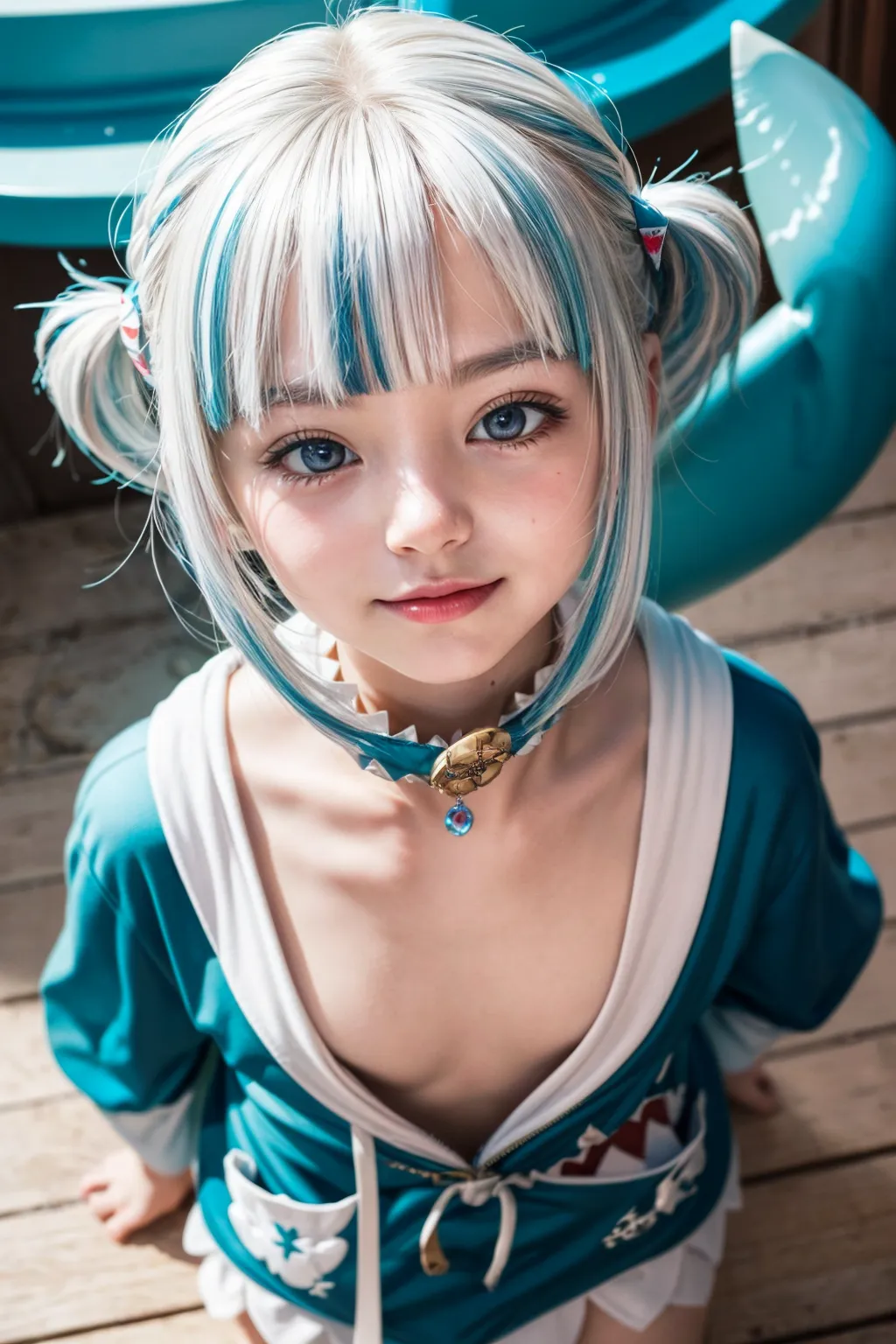 人気VTuberのGawr GuraちゃんのコスプレAIエロ画像410枚まとめ！童顔貧乳美少女たちがロリ鮫娘に大変身！(4ページ目)の27枚目の画像です。