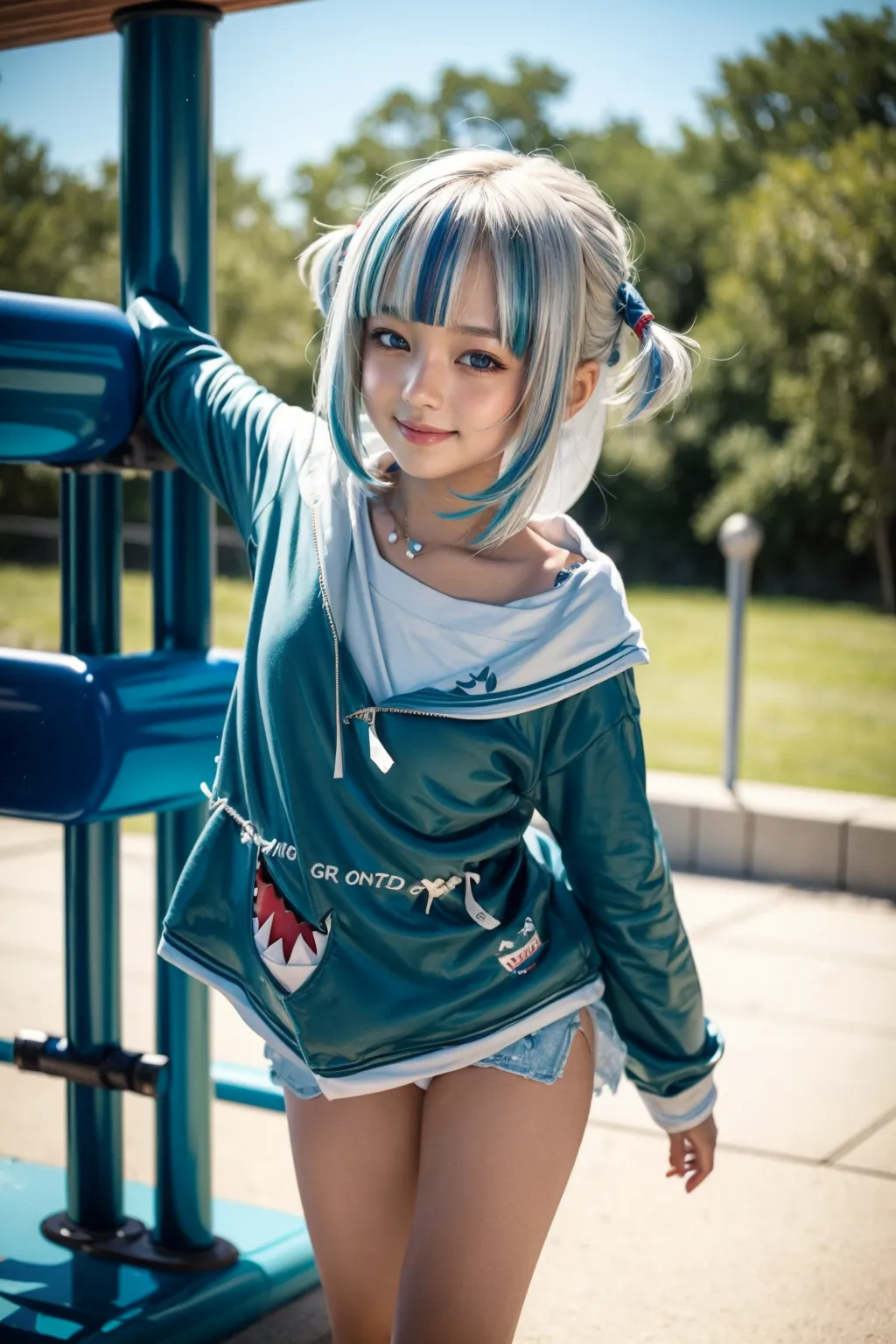 人気VTuberのGawr GuraちゃんのコスプレAIエロ画像410枚まとめ！童顔貧乳美少女たちがロリ鮫娘に大変身！(4ページ目)の40枚目の画像です。