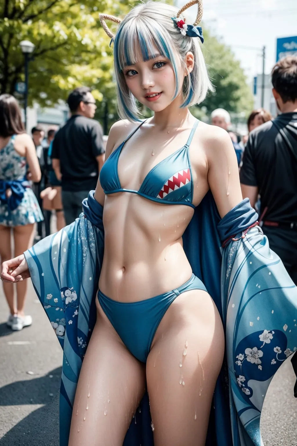 人気VTuberのGawr GuraちゃんのコスプレAIエロ画像410枚まとめ！童顔貧乳美少女たちがロリ鮫娘に大変身！(5ページ目)の17枚目の画像です。