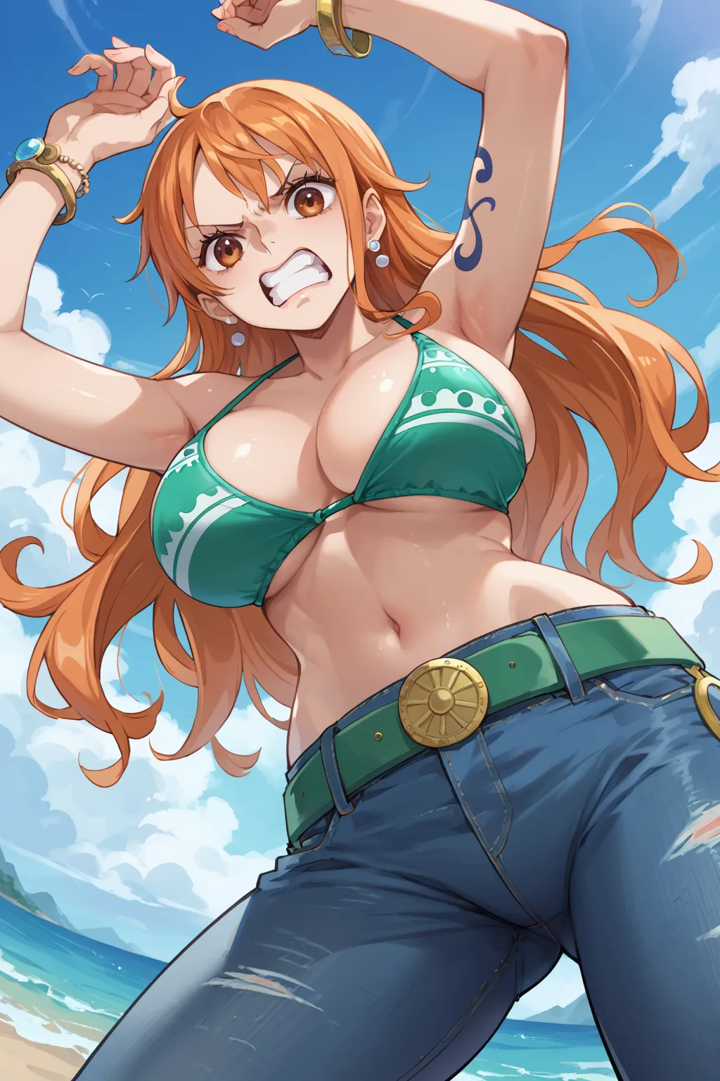 人気漫画・アニメのワンピースに登場するナミのAIエロ画像をH度増し増しで500枚まとめ！(9ページ目)の39枚目の画像です。