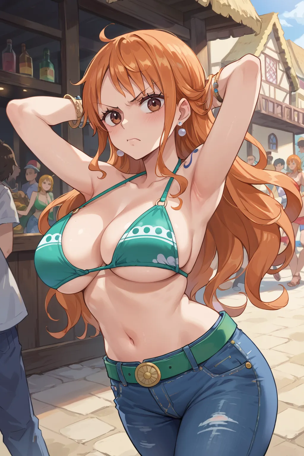 人気漫画・アニメのワンピースに登場するナミのAIエロ画像をH度増し増しで500枚まとめ！(5ページ目)の15枚目の画像です。