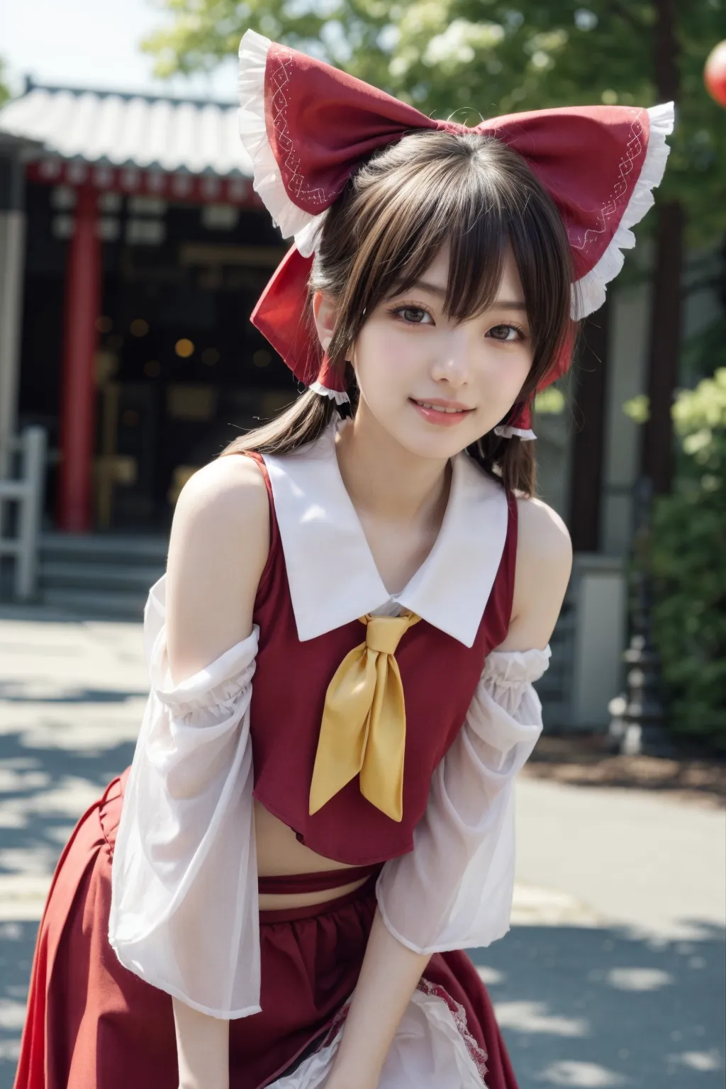 可愛い美少女たちが霊夢ちゃんのコスプレをしてくれたAIエロ画像303枚まとめ！(2ページ目)の5枚目の画像です。
