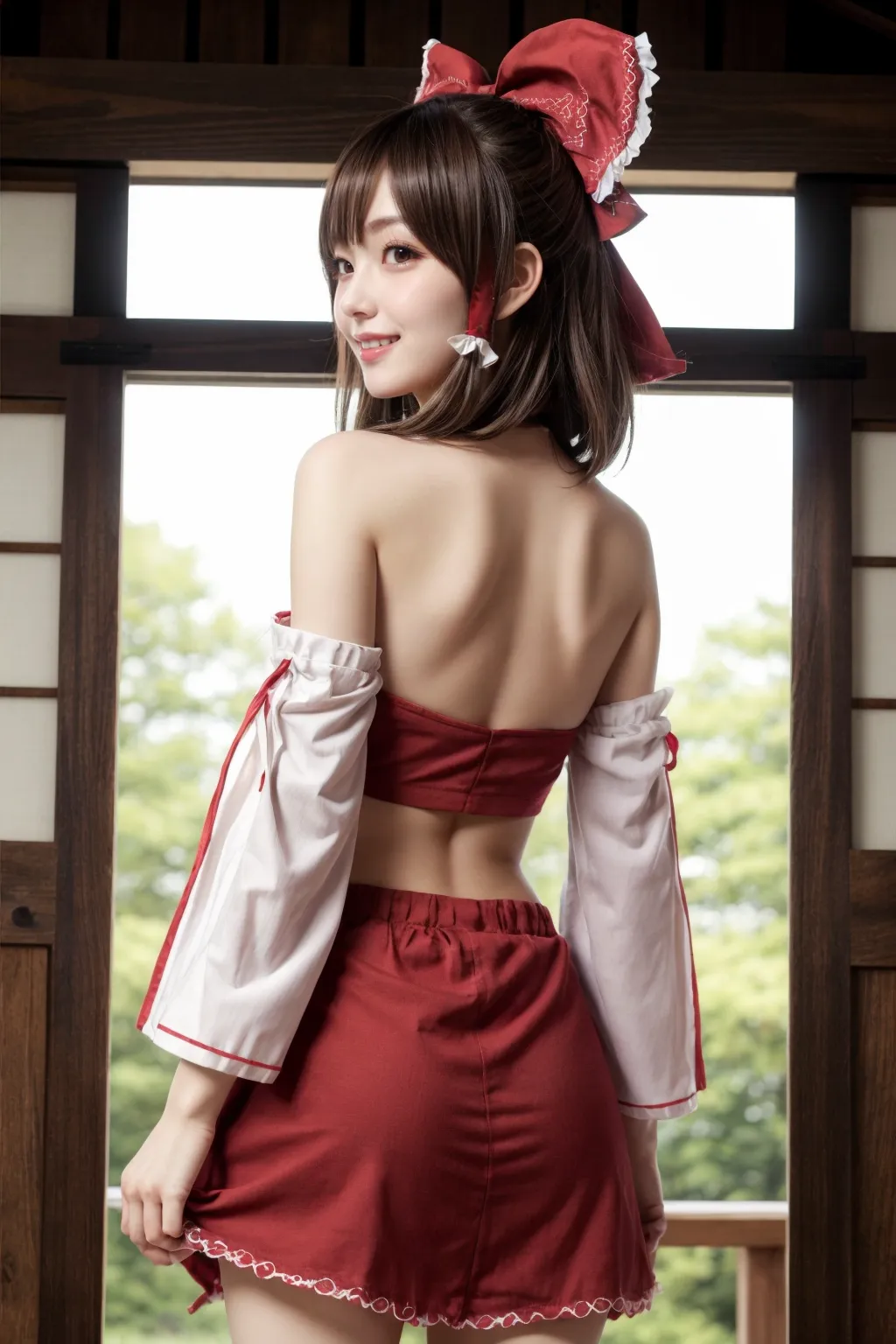 可愛い美少女たちが霊夢ちゃんのコスプレをしてくれたAIエロ画像303枚まとめ！(2ページ目)の32枚目の画像です。