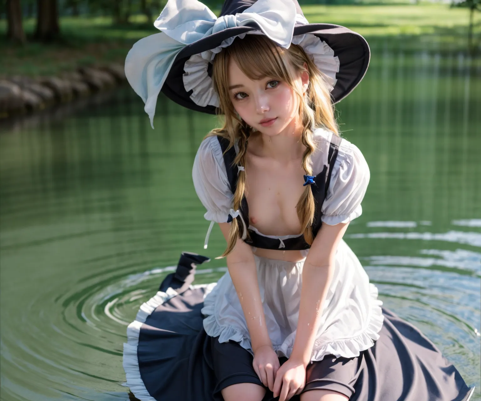 可愛い美少女たちが魔理沙ちゃんのコスプレをしてくれたAIエロ画像240枚まとめ！(5ページ目)の35枚目の画像です。
