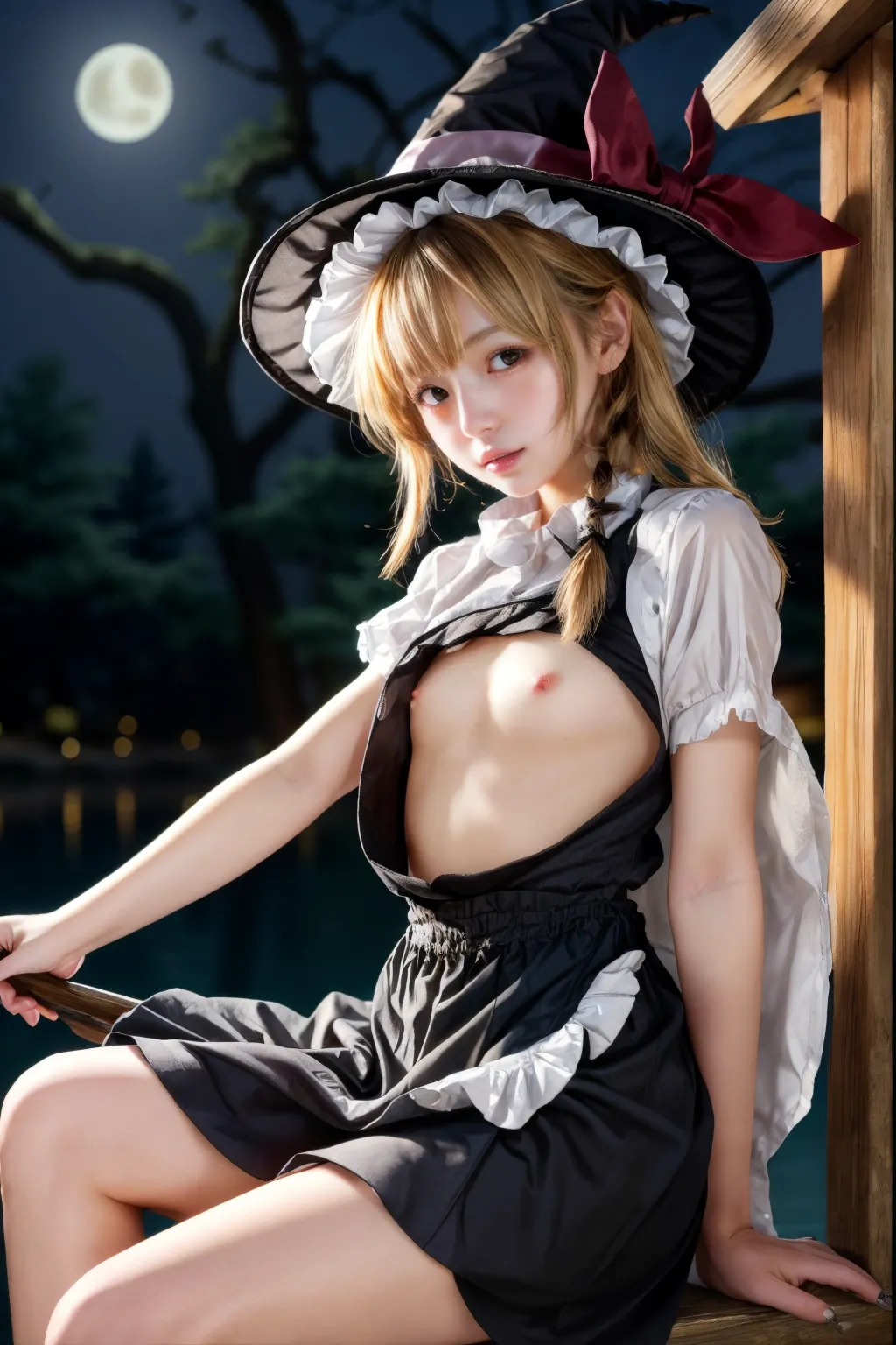 可愛い美少女たちが魔理沙ちゃんのコスプレをしてくれたAIエロ画像240枚まとめ！(3ページ目)の22枚目の画像です。
