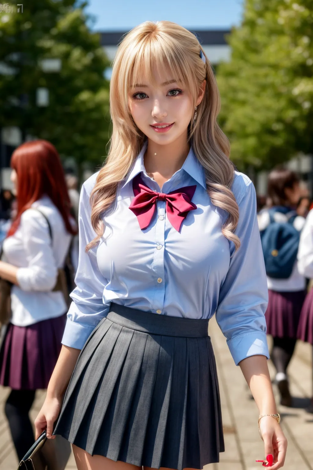 鮮烈なJKデビュー？！メイクや日焼けでえっろい女に大変身した美少女たちのAIグラビアエロ画像400枚まとめ！(10ページ目) 38枚目の画像です。