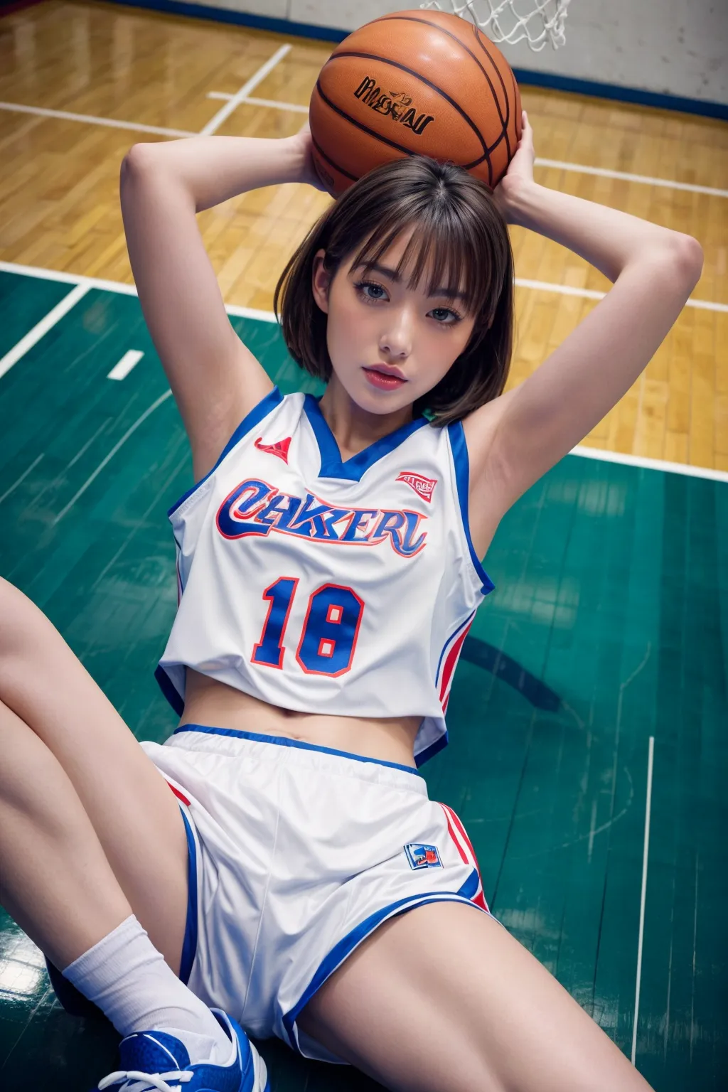 バスケットボールをしているエッチな美女達をよく見たらおっぱいモロ出し？！なAIエロ画像256枚まとめ！の18枚目の画像です。