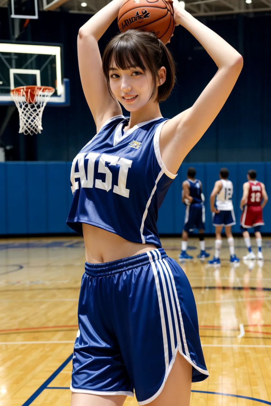 バスケットボールをしているエッチな美女達をよく見たらおっぱいモロ出し？！なAIエロ画像256枚まとめ！(2ページ目)の14枚目の画像です。