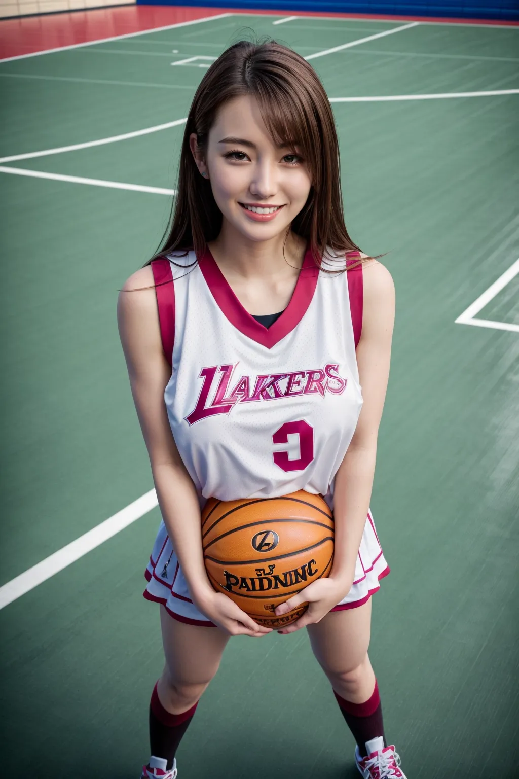 バスケットボールをしているエッチな美女達をよく見たらおっぱいモロ出し？！なAIエロ画像256枚まとめ！(2ページ目)の25枚目の画像です。