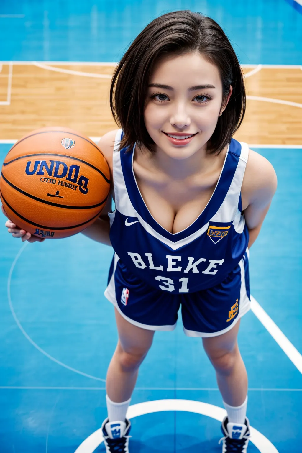 バスケットボールをしているエッチな美女達をよく見たらおっぱいモロ出し？！なAIエロ画像256枚まとめ！(2ページ目)の32枚目の画像です。