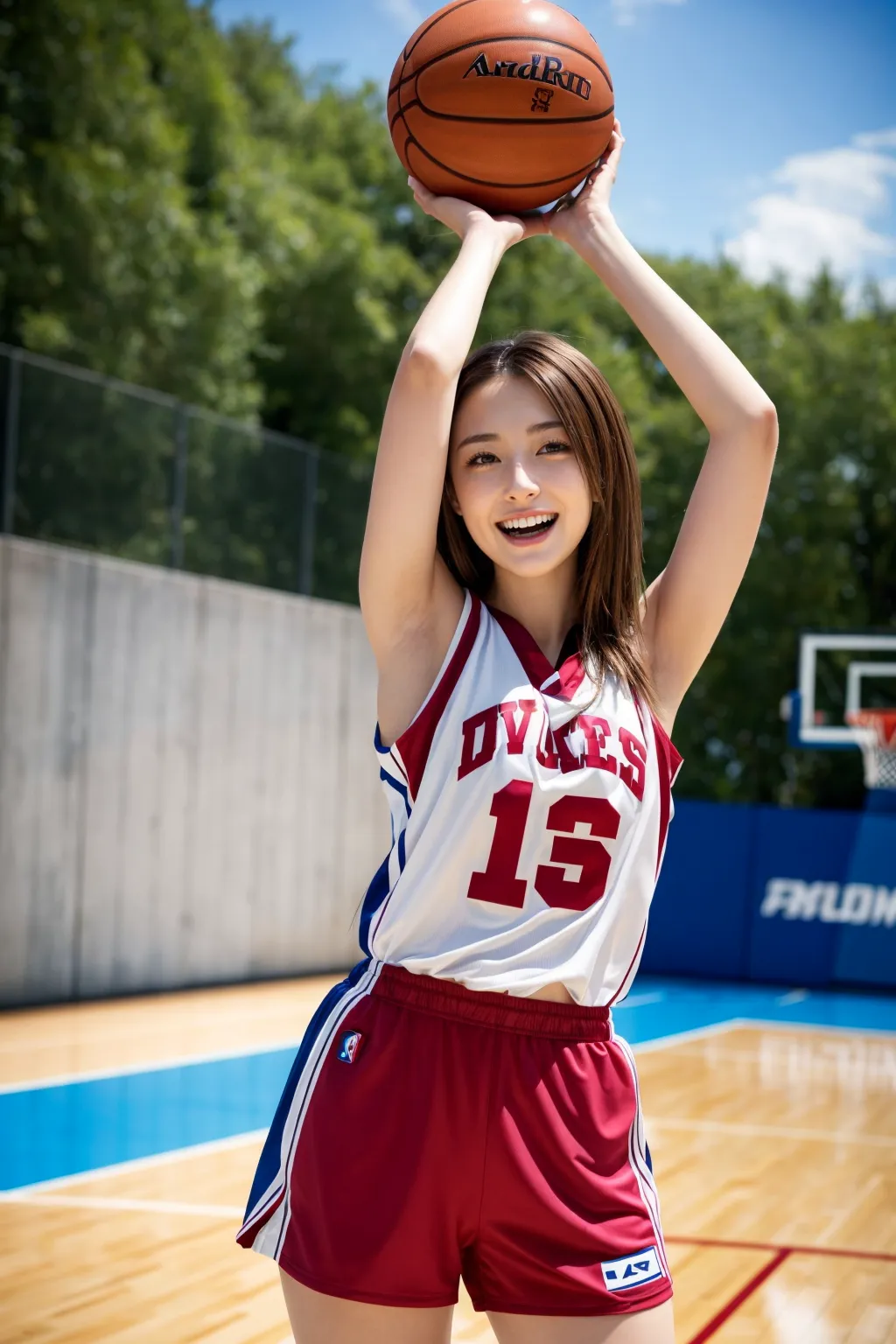 バスケットボールをしているエッチな美女達をよく見たらおっぱいモロ出し？！なAIエロ画像256枚まとめ！の9枚目の画像です。
