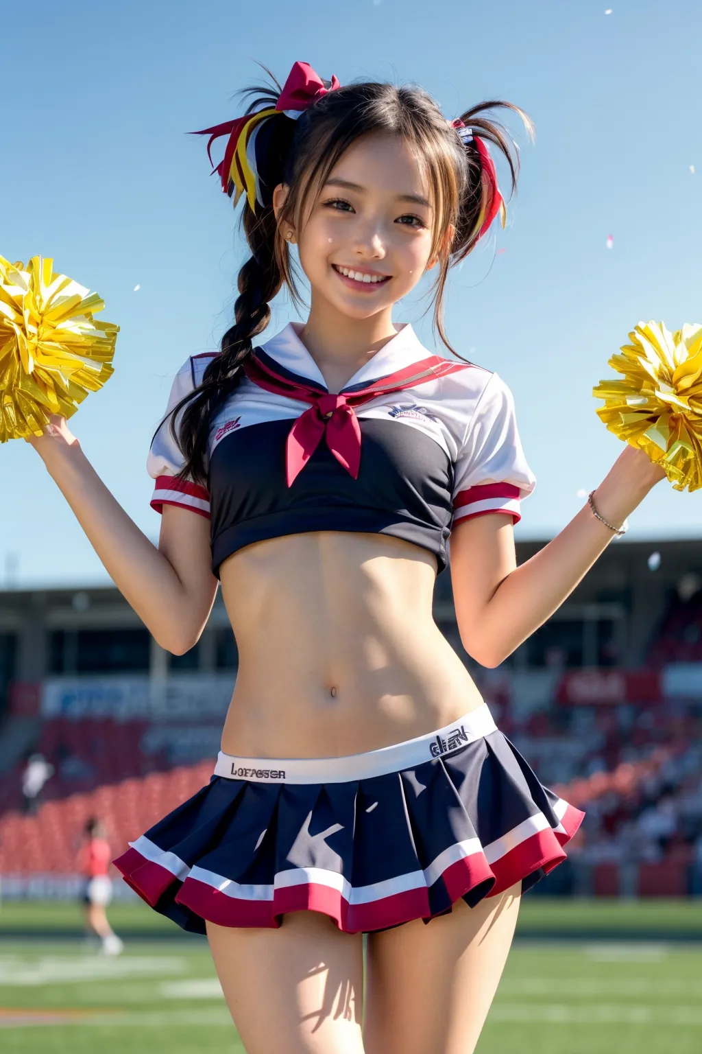 「お兄ちゃん！ファイト♥️」エッチなちっぱいチアガールたちが精一杯応援してくれる？！AIエロ画像240枚まとめ！(4ページ目)の35枚目の画像です。