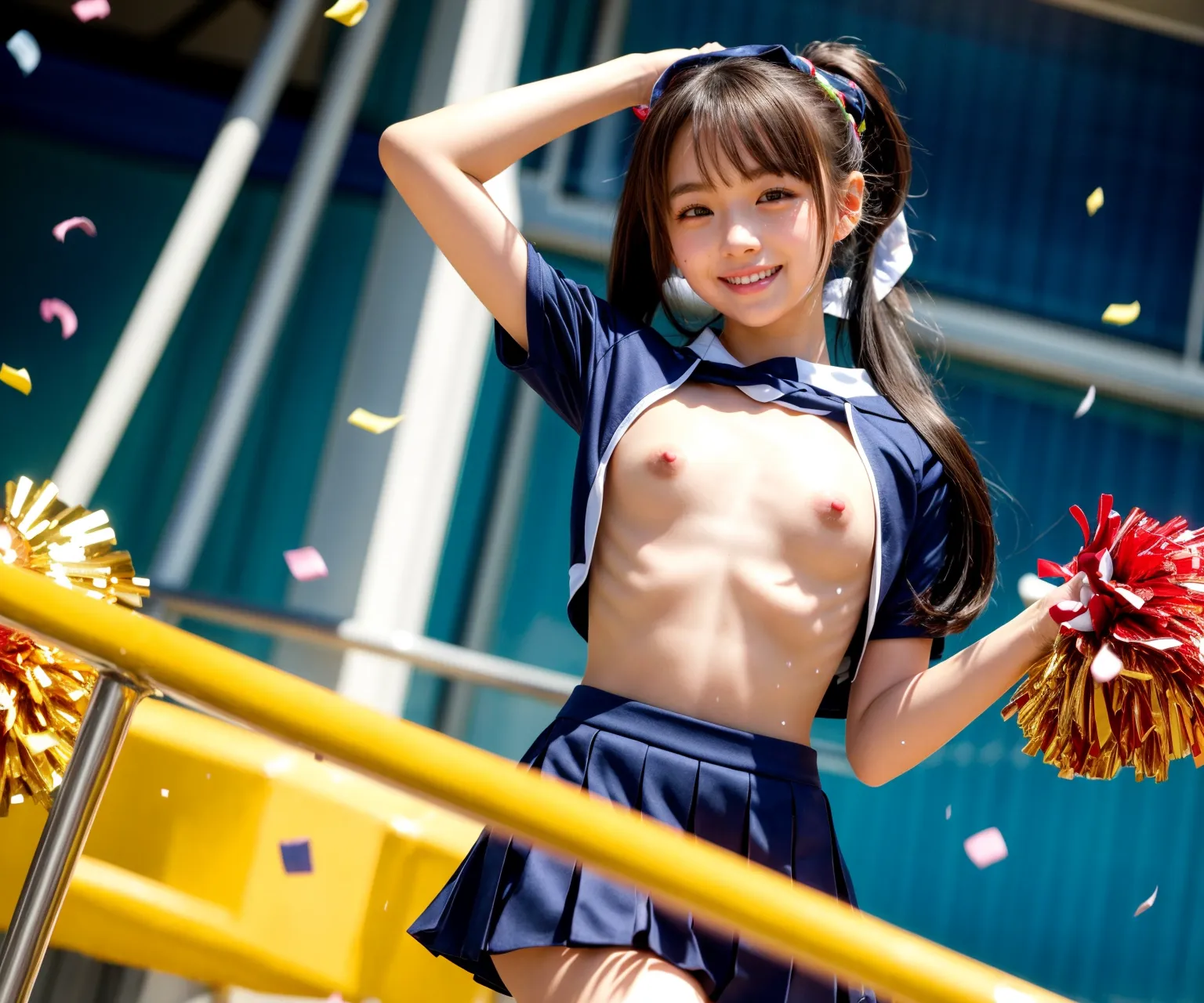 「お兄ちゃん！ファイト♥️」エッチなちっぱいチアガールたちが精一杯応援してくれる？！AIエロ画像240枚まとめ！(5ページ目)の9枚目の画像です。
