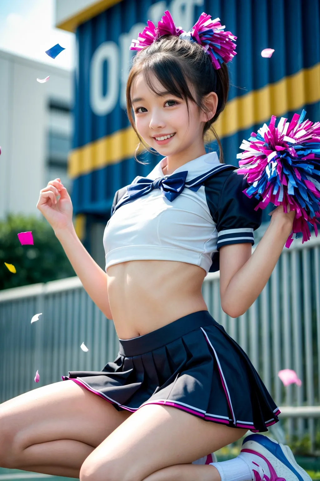 「お兄ちゃん！ファイト♥️」エッチなちっぱいチアガールたちが精一杯応援してくれる？！AIエロ画像240枚まとめ！(5ページ目)の14枚目の画像です。