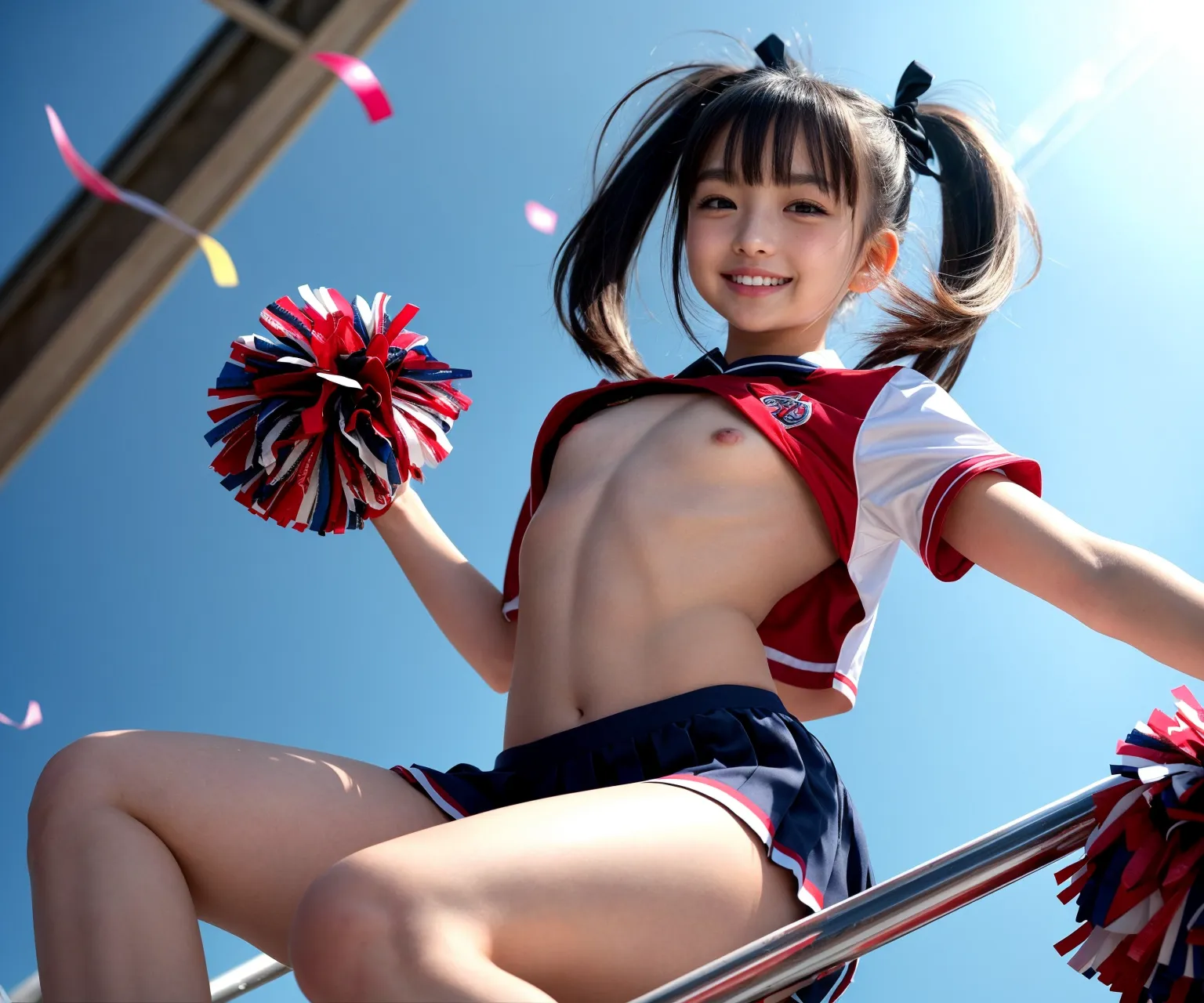 「お兄ちゃん！ファイト♥️」エッチなちっぱいチアガールたちが精一杯応援してくれる？！AIエロ画像240枚まとめ！(5ページ目)の25枚目の画像です。