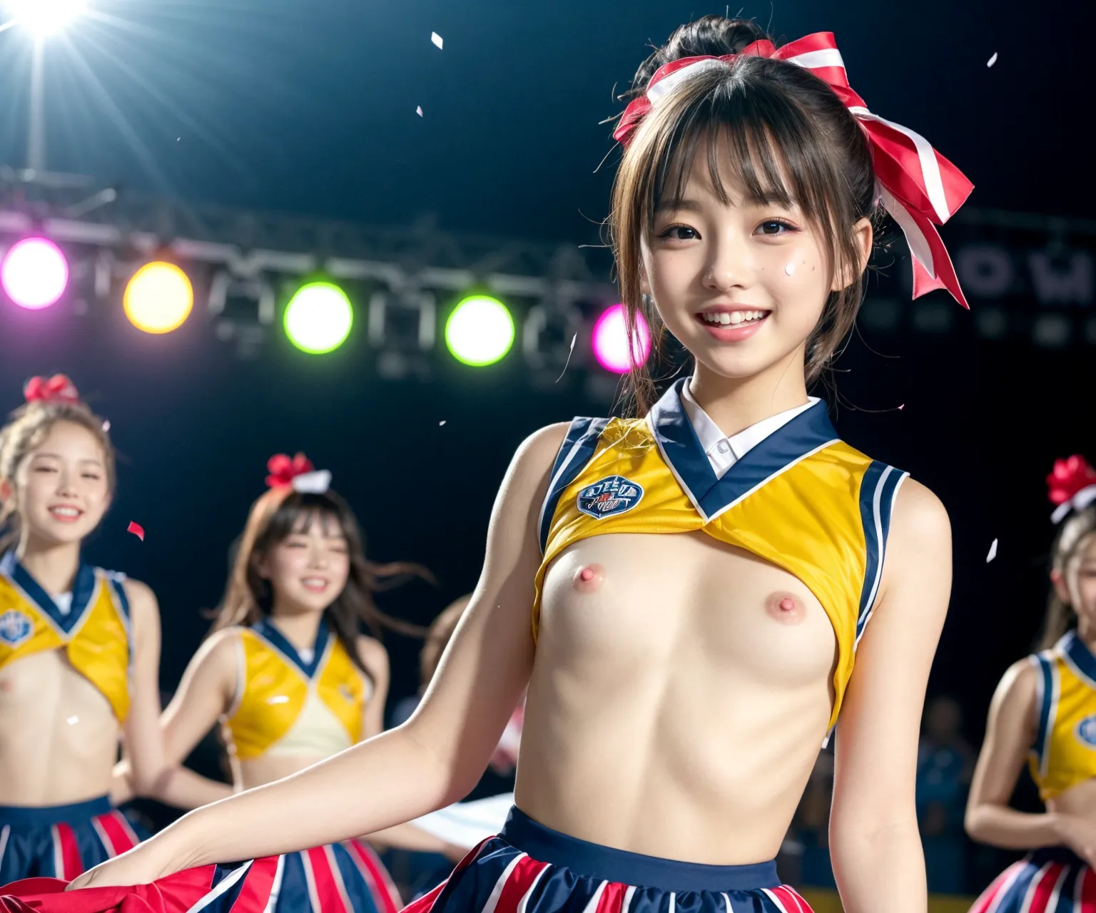 「お兄ちゃん！ファイト♥️」エッチなちっぱいチアガールたちが精一杯応援してくれる？！AIエロ画像240枚まとめ！(5ページ目)の26枚目の画像です。