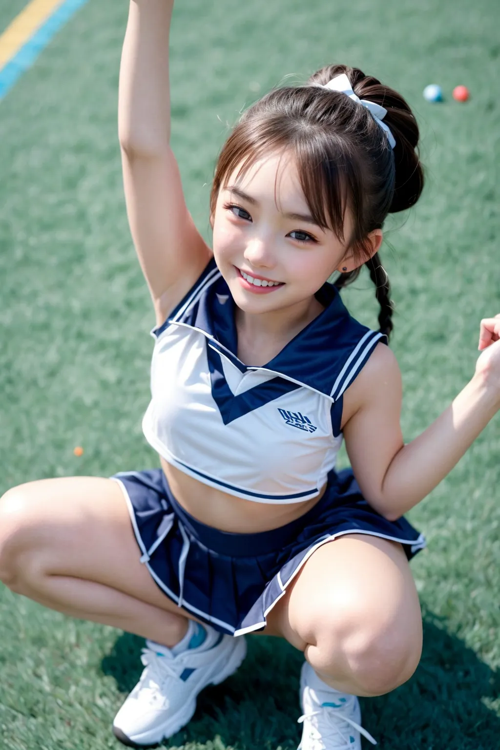 「お兄ちゃん！ファイト♥️」エッチなちっぱいチアガールたちが精一杯応援してくれる？！AIエロ画像240枚まとめ！の22枚目の画像です。