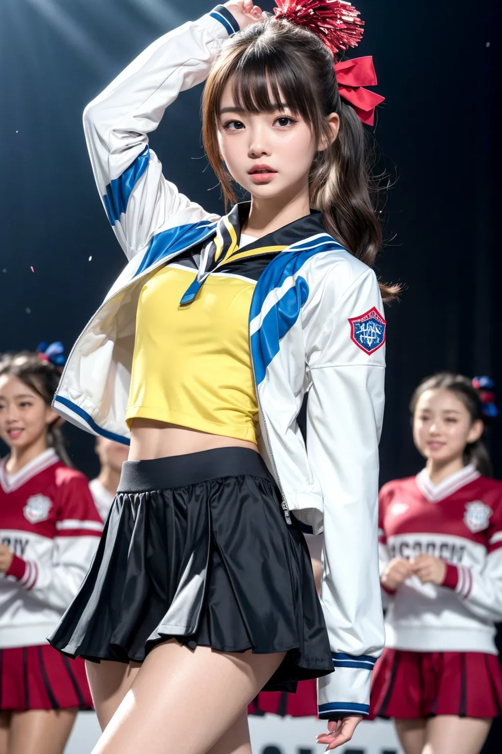 「お兄ちゃん！ファイト♥️」エッチなちっぱいチアガールたちが精一杯応援してくれる？！AIエロ画像240枚まとめ！(2ページ目) 24枚目の画像です。