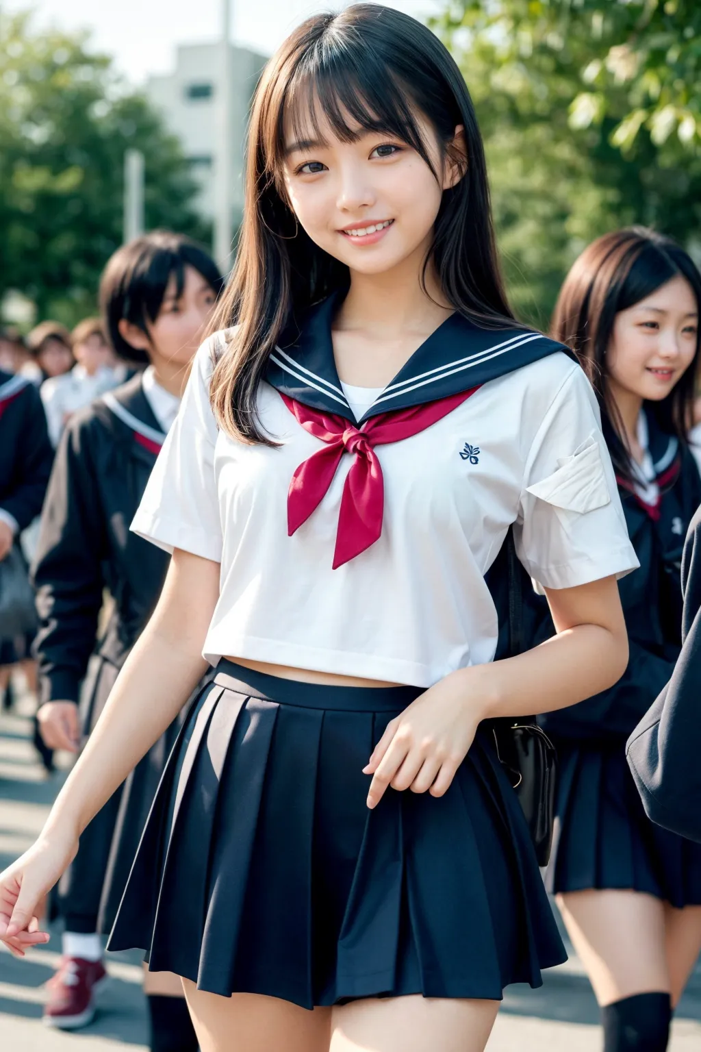 おっぱい控えめ制服美少女たちが学校でエッチな身体を見せつけてくれるAIエロ画像240枚まとめ！(3ページ目) 29枚目の画像です。