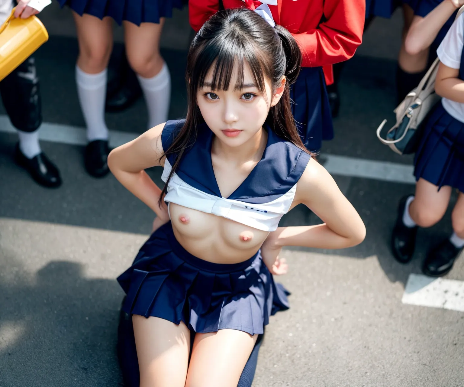 おっぱい控えめ制服美少女たちが学校でエッチな身体を見せつけてくれるAIエロ画像240枚まとめ！(4ページ目) 36枚目の画像です。