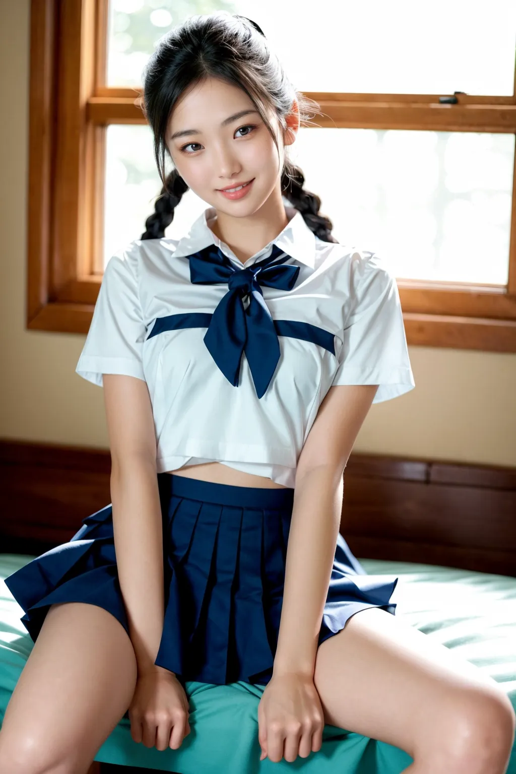 おっぱい控えめ制服美少女たちが学校でエッチな身体を見せつけてくれるAIエロ画像240枚まとめ！(5ページ目) 7枚目の画像です。