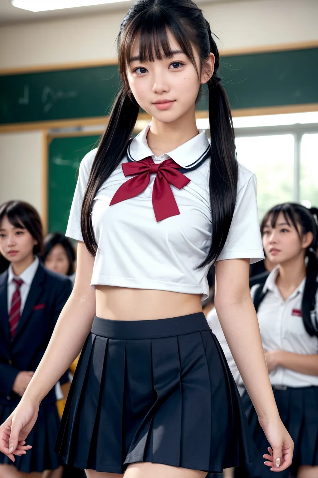 おっぱい控えめ制服美少女たちが学校でエッチな身体を見せつけてくれるAIエロ画像240枚まとめ！(5ページ目) 16枚目の画像です。