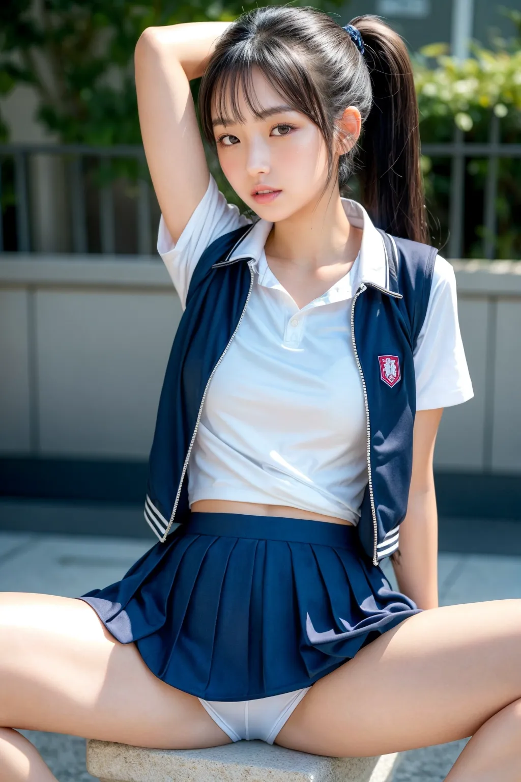 おっぱい控えめ制服美少女たちが学校でエッチな身体を見せつけてくれるAIエロ画像240枚まとめ！の23枚目の画像です。