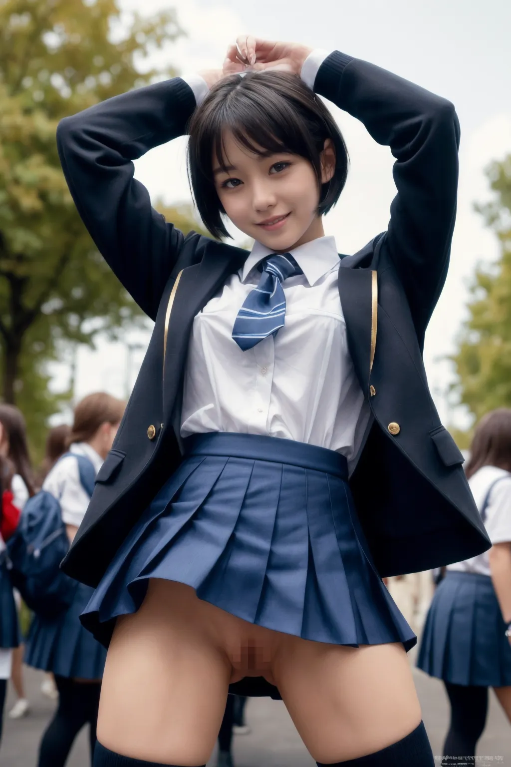 スカートの中から見えたのは…お○んこ？！女子校生が秘部をさらけ出すAI画像223枚！(4ページ目) 37번째 이미지입니다.