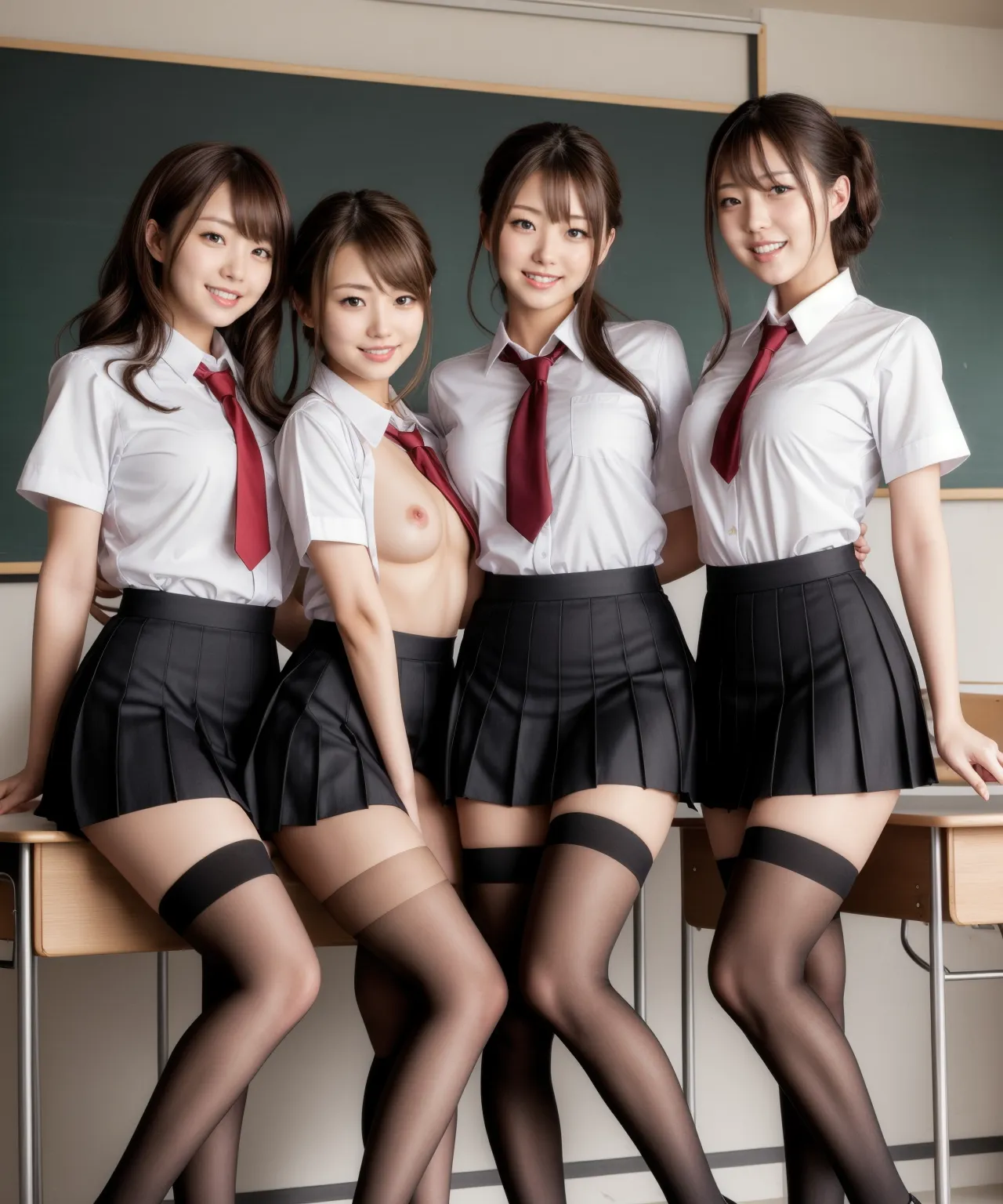 これぞ壮観！？エッチな美少女女子校生が画面いっぱいに並んでいるAI画像370枚！(4ページ目) 2枚目の画像です。
