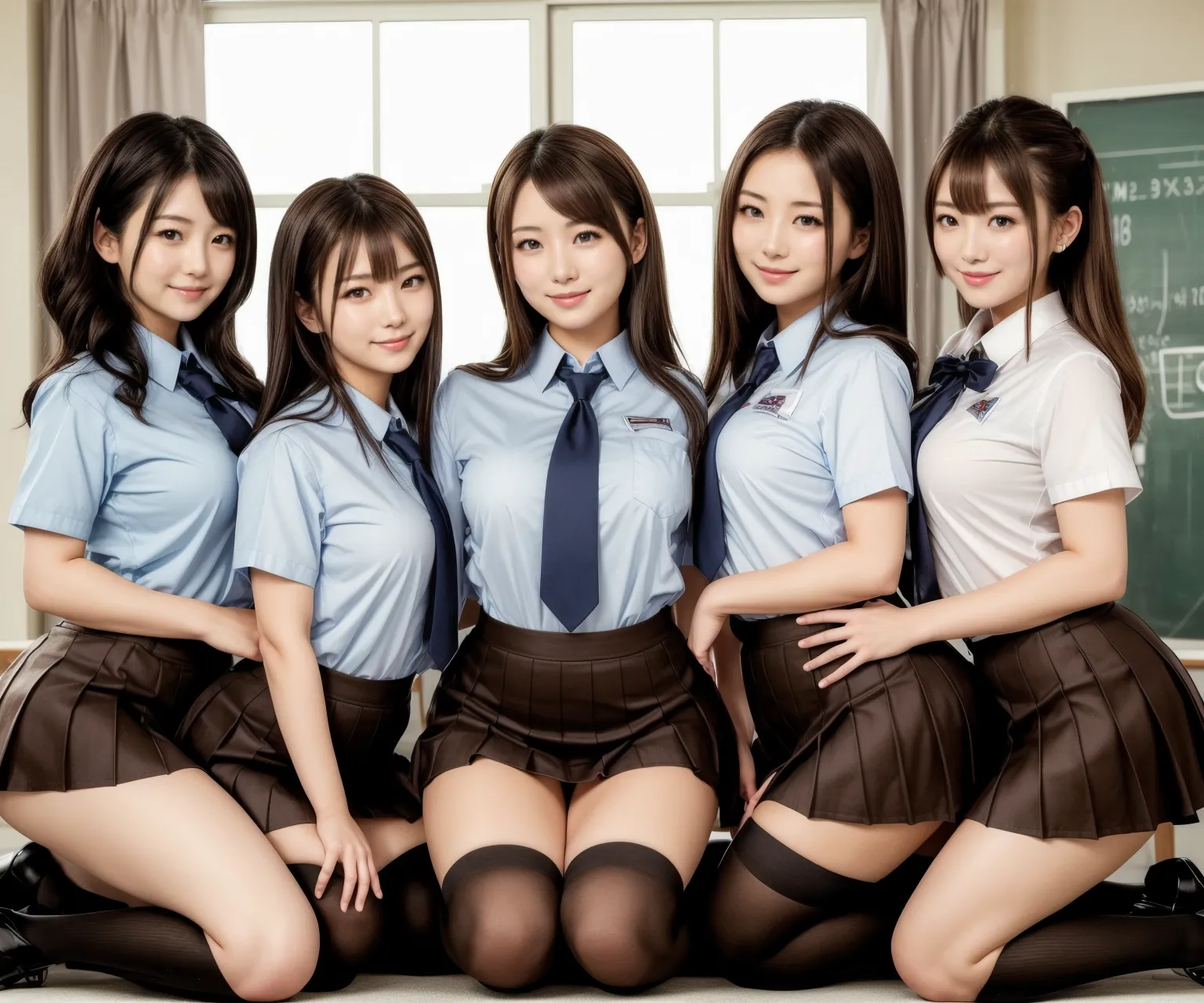 これぞ壮観！？エッチな美少女女子校生が画面いっぱいに並んでいるAI画像370枚！(4ページ目) 11枚目の画像です。